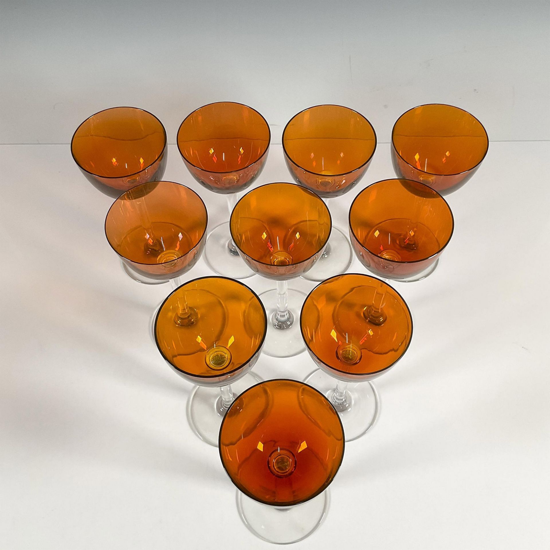 10pc Baccarat Rhine Wine Glasses, Amber - Image 3 of 5