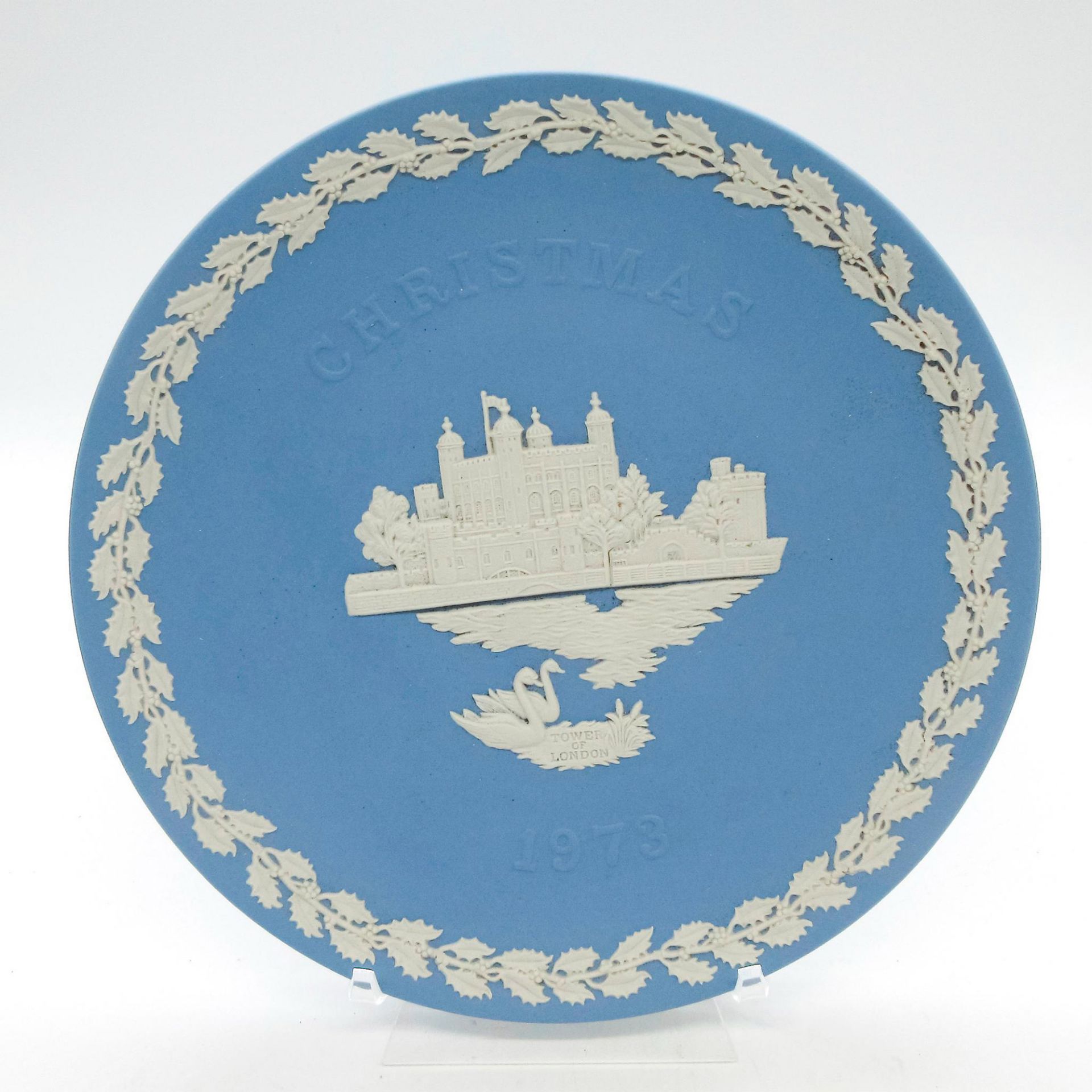 Vintage Wedgwood Blue Jasperware Plate, Tower of London