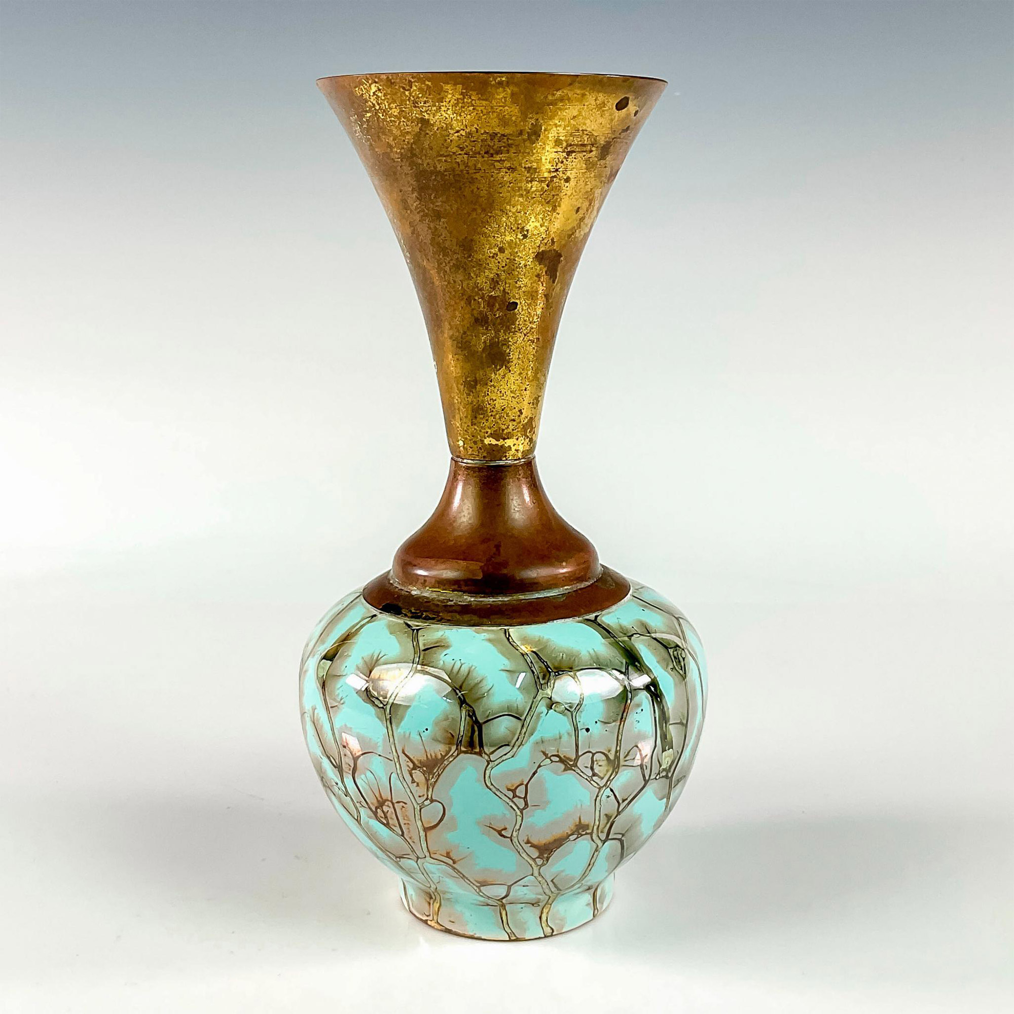 Mid-Century Modern Delft Marbled Glaze Vase - Image 2 of 3