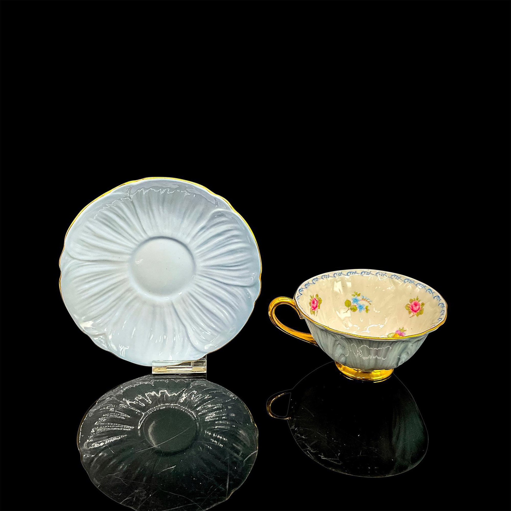 2pc Shelley England Cup and Saucer, Pansy Forget-Me-Not - Image 2 of 3