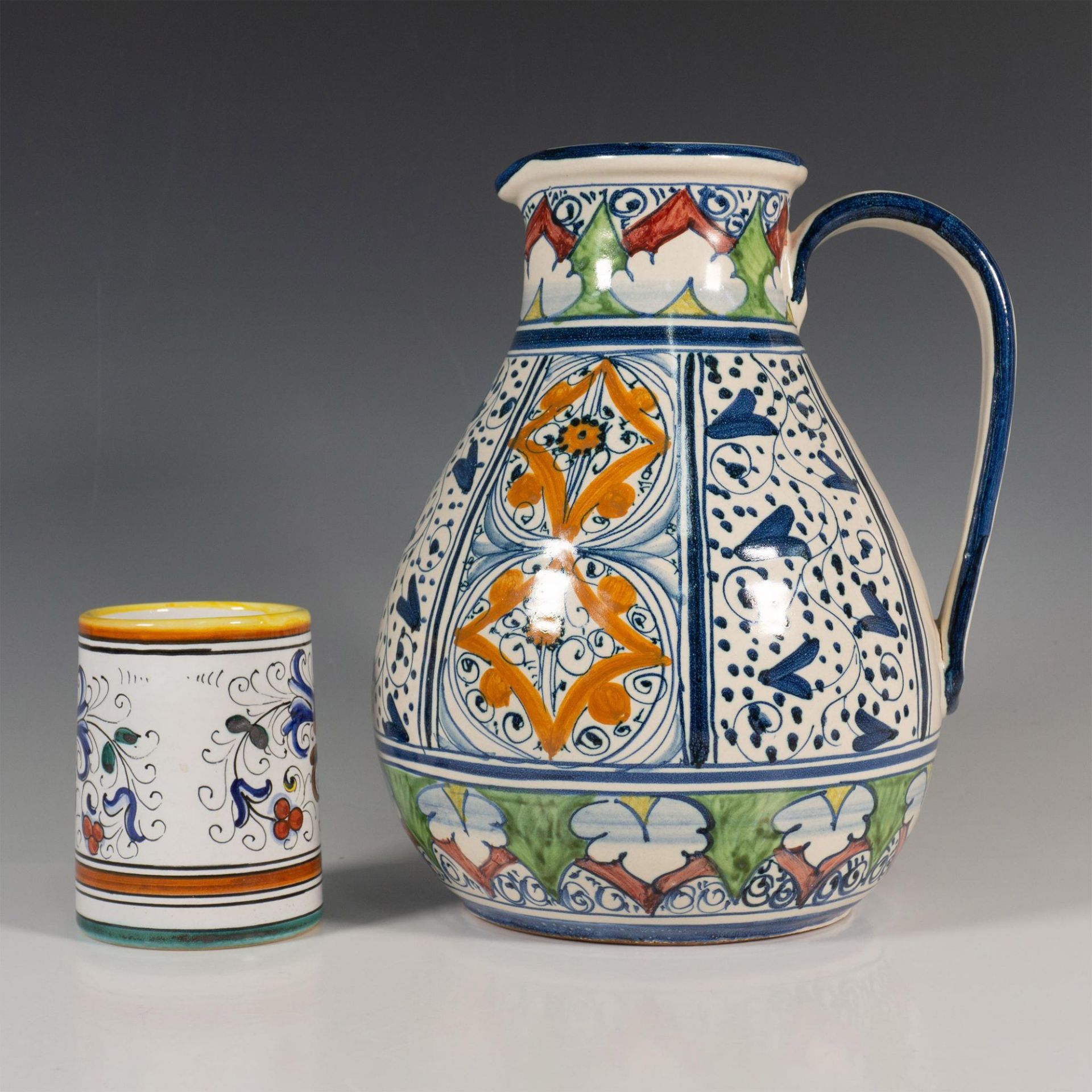 Original Hand-Painted Ceramic Carafe & S. Gimignano Tumbler - Bild 2 aus 5