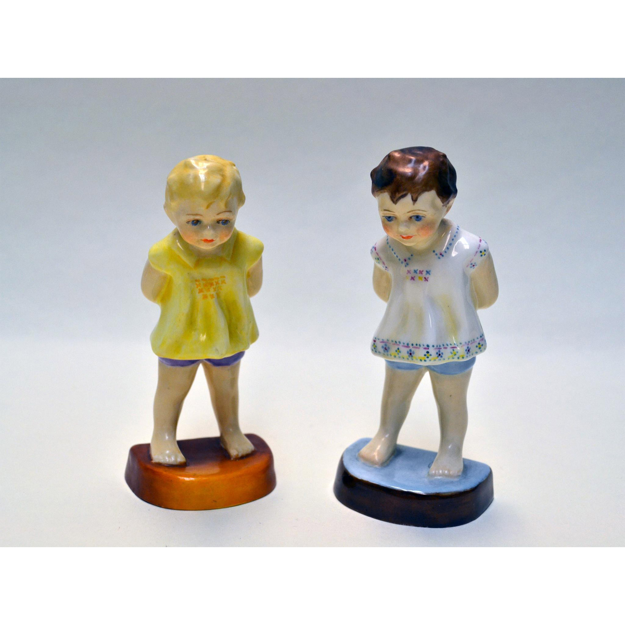 Royal Worcester Porcelain Freda Doughty Tommy Children Figurines, Original Model, Puce Marked, 2913,