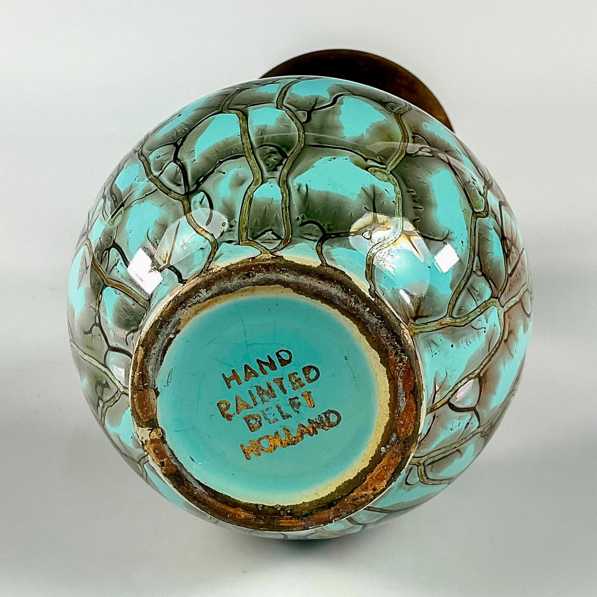 Mid-Century Modern Delft Marbled Glaze Vase - Image 3 of 3