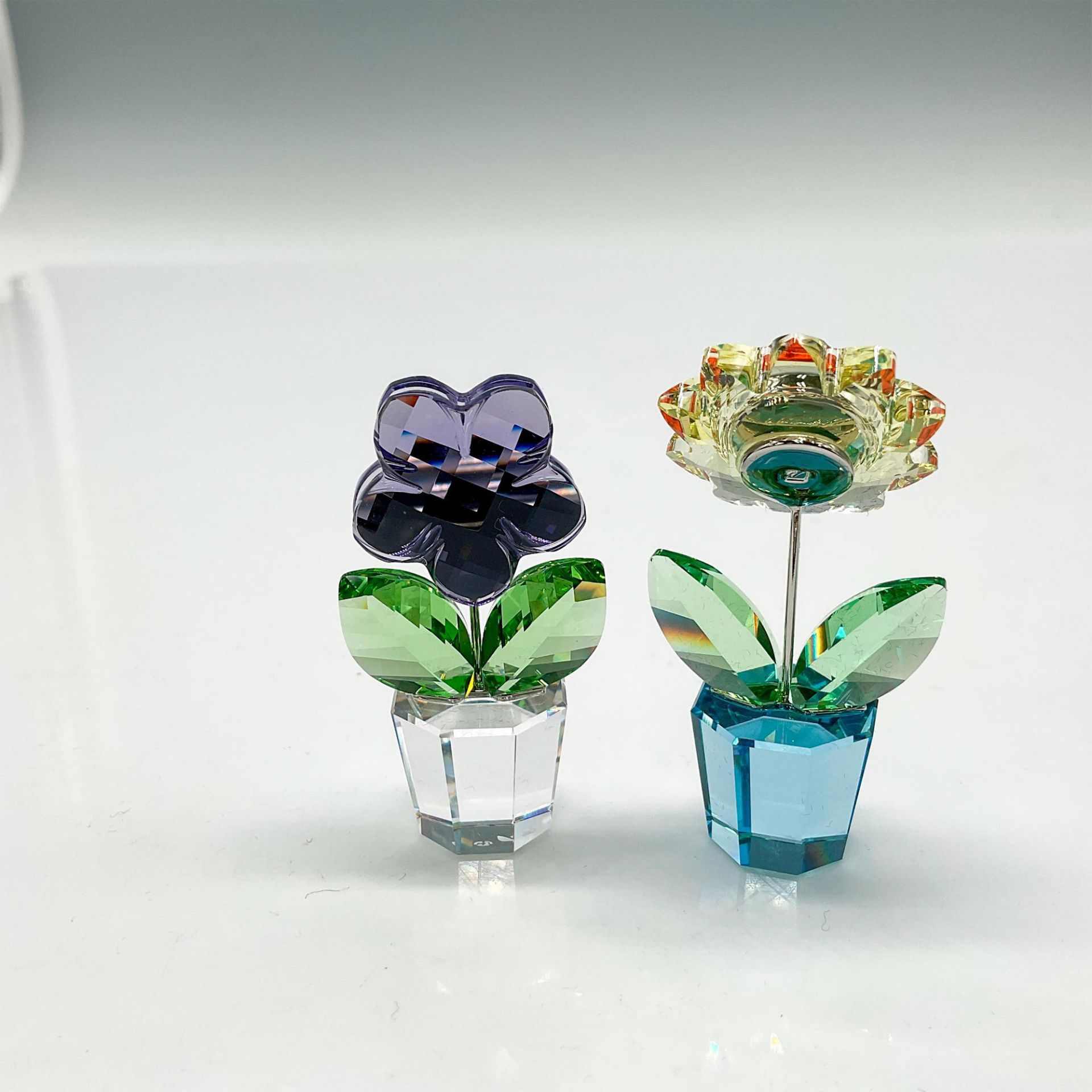 2pc Swarovski Crystal Figurines, Sunflower + Violet - Image 2 of 4