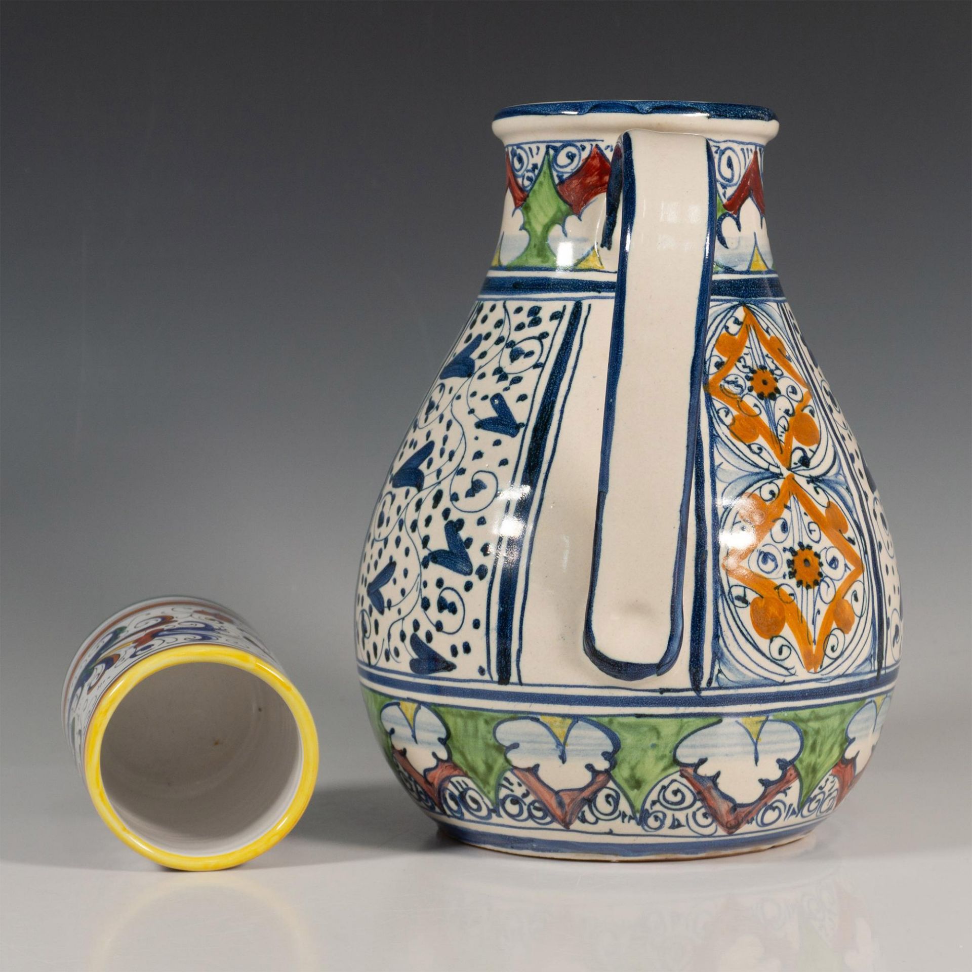 Original Hand-Painted Ceramic Carafe & S. Gimignano Tumbler - Image 4 of 5