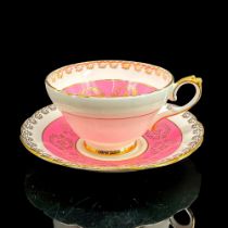 2pc Sutherland Bone China Cup + Saucer, Magenta + Pink Roses