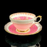 2pc Sutherland Bone China Cup + Saucer, Magenta + Pink Roses