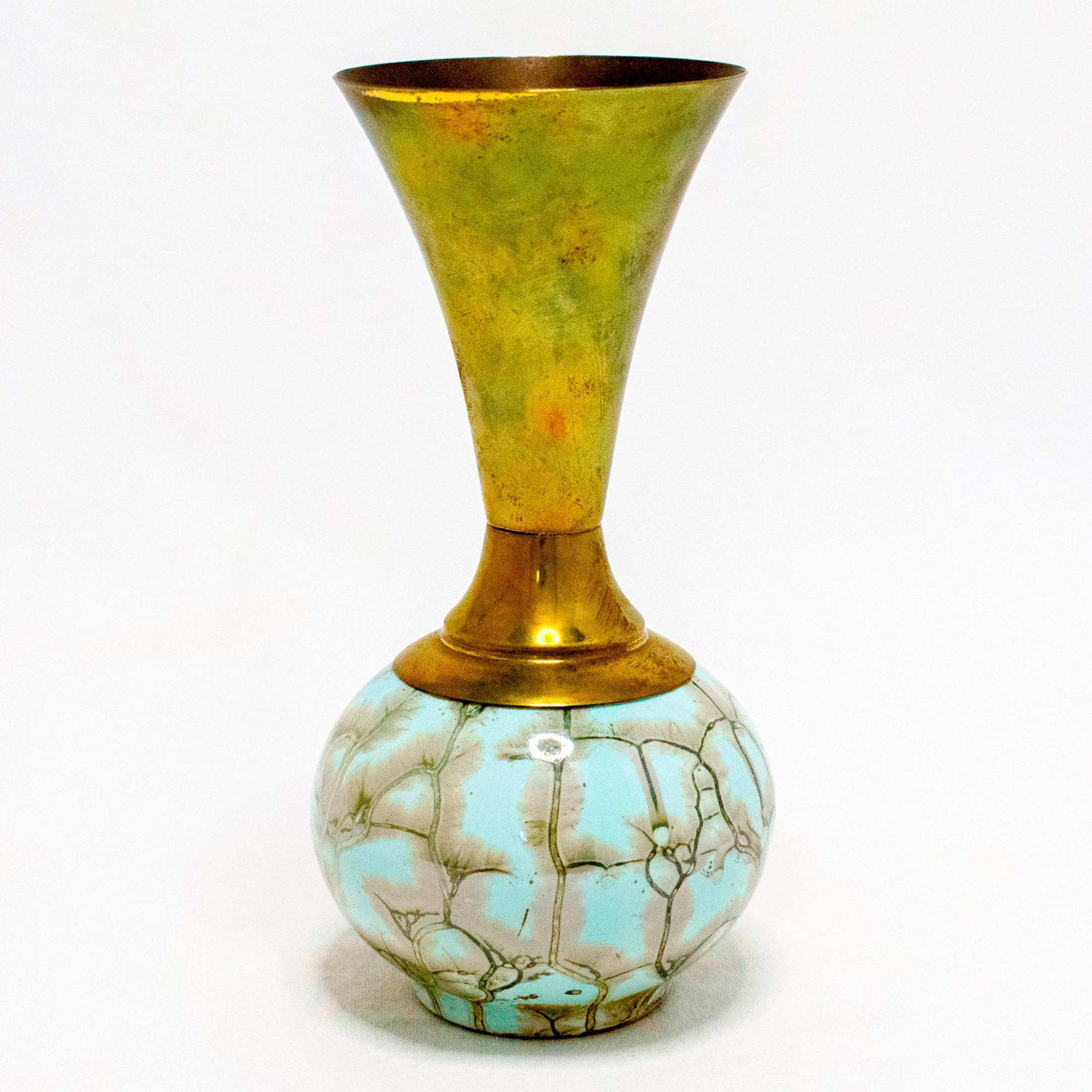 Unusual Delft Vase Mid-Century Modern Lustre Glaze - Image 2 of 5