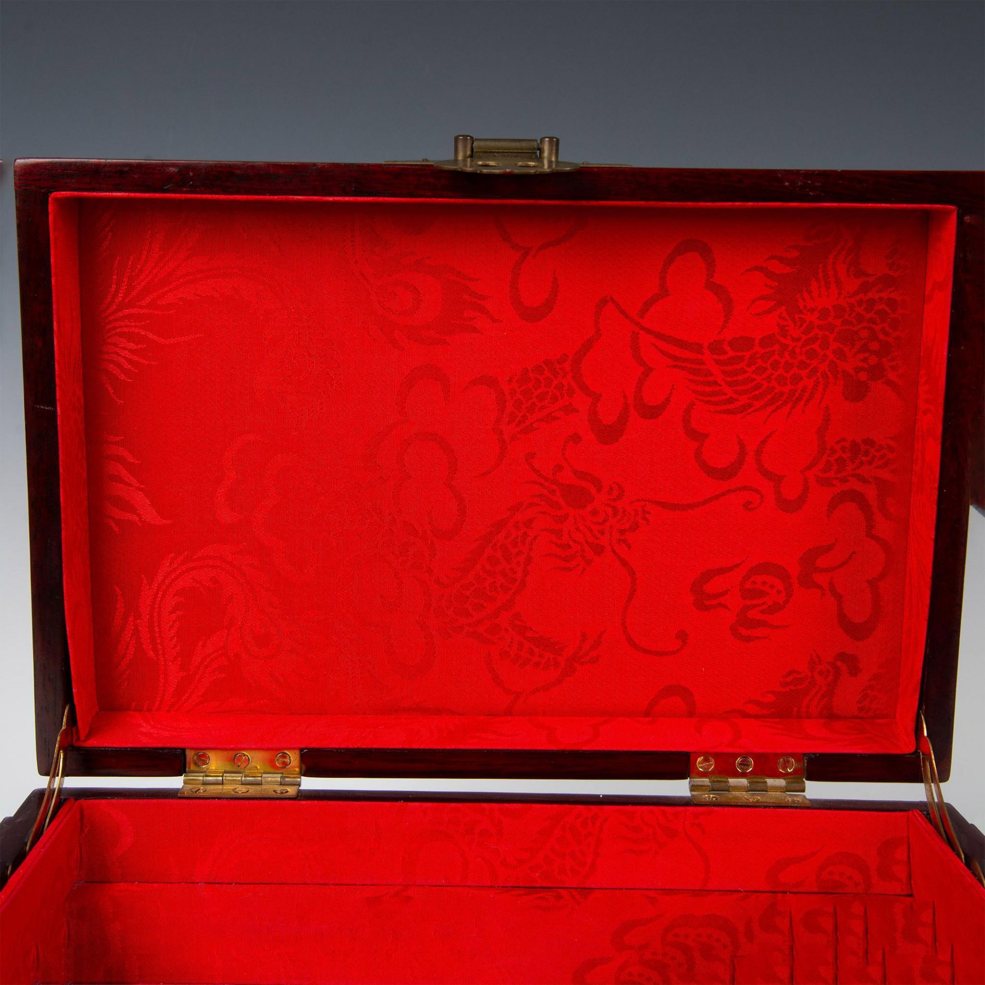 Asian Wood and Mother of Pearl Inlay Jewelry Box - Image 9 of 16