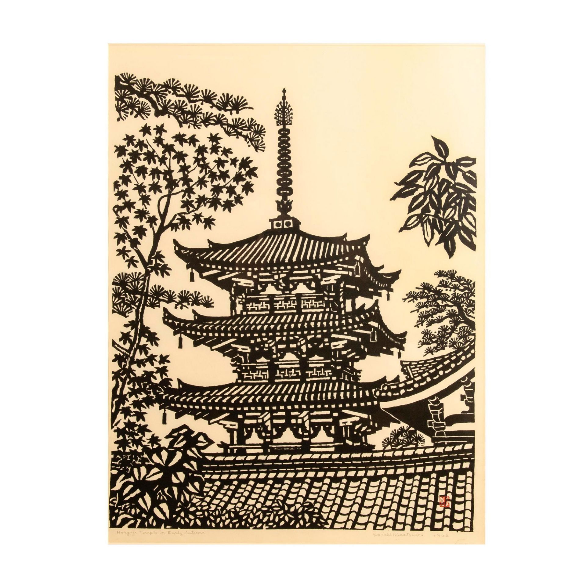Un'ichi Hiratsuka, Original B&W Woodblock on Paper, Signed - Bild 7 aus 7