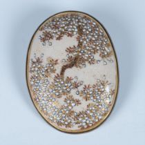 Antique Japanese Satsuma Cherry Blossom Tree Brooch