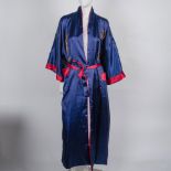 Asian Embroidered Reversible Kimono Robe with Sash