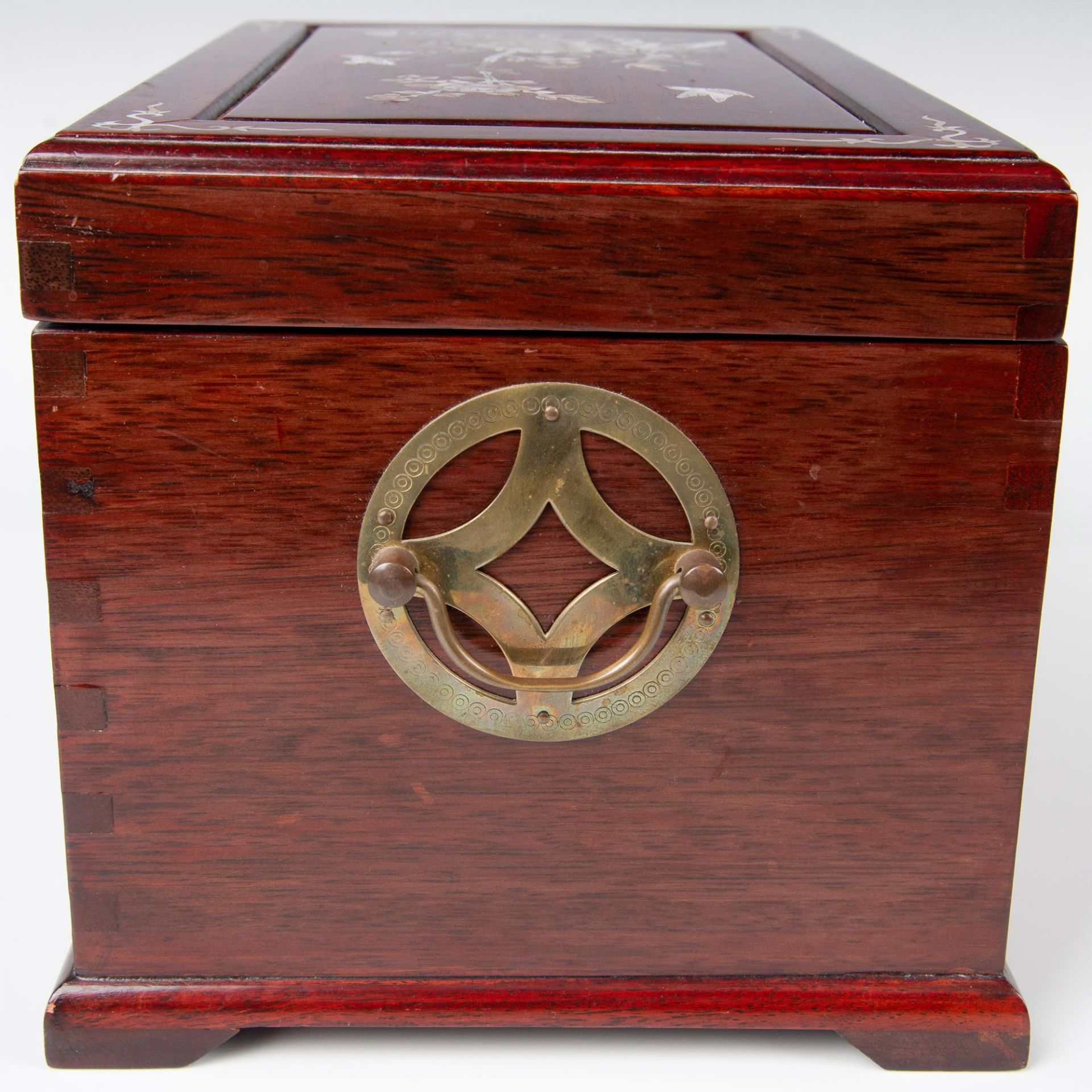 Asian Wood and Mother of Pearl Inlay Jewelry Box - Image 3 of 16