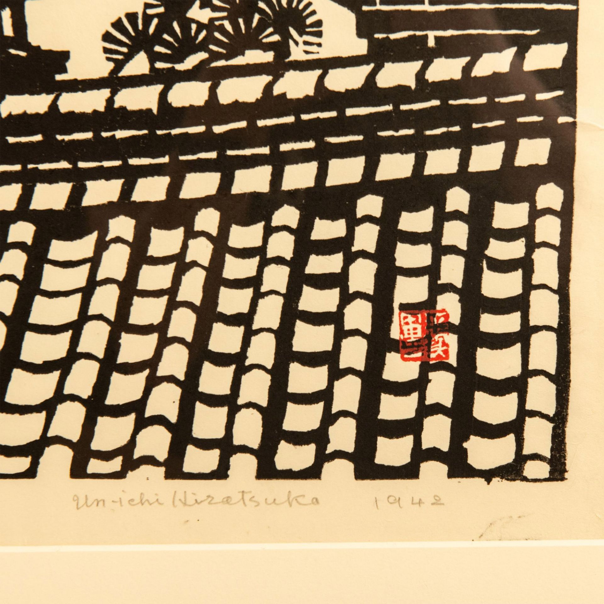 Un'ichi Hiratsuka, Original B&W Woodblock on Paper, Signed - Bild 4 aus 7