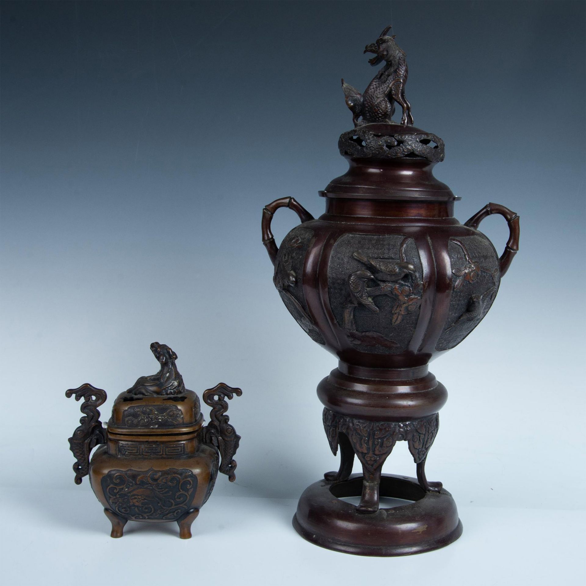 2pc Japanese Meiji Period Censers - Image 11 of 12