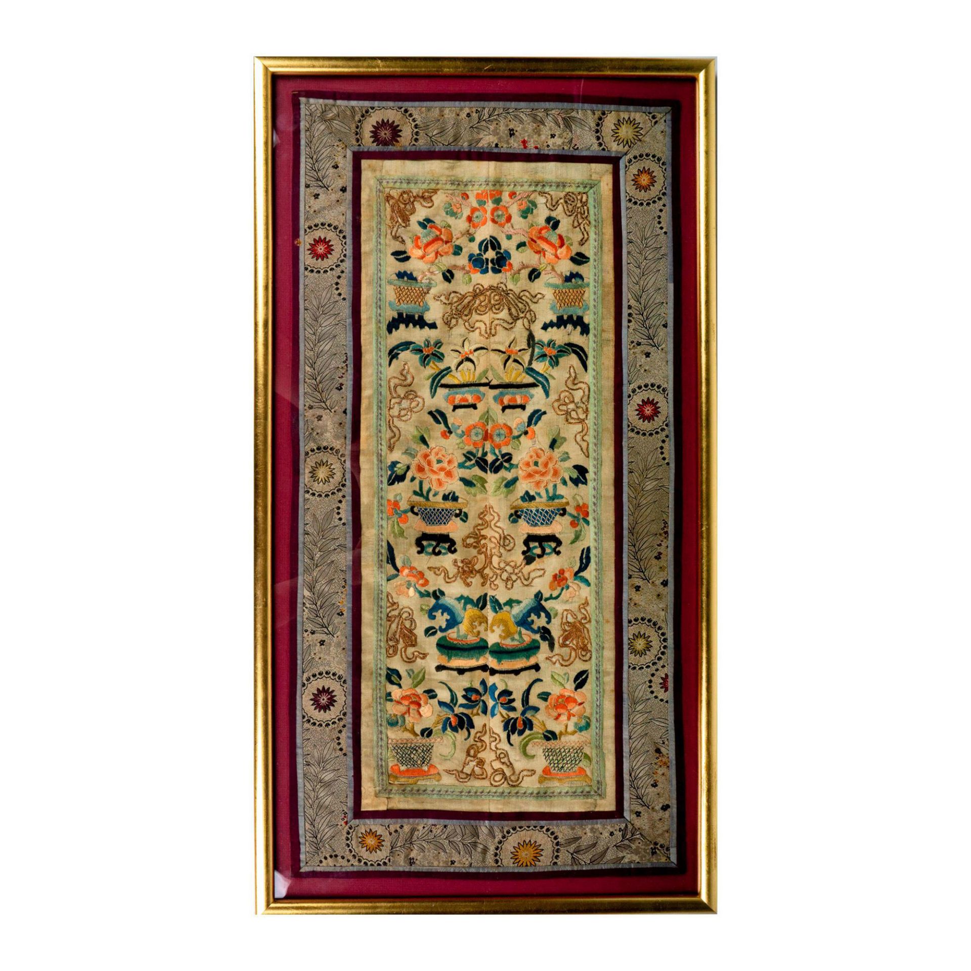 Beautiful Framed Chinese Embroidered Silk Panel