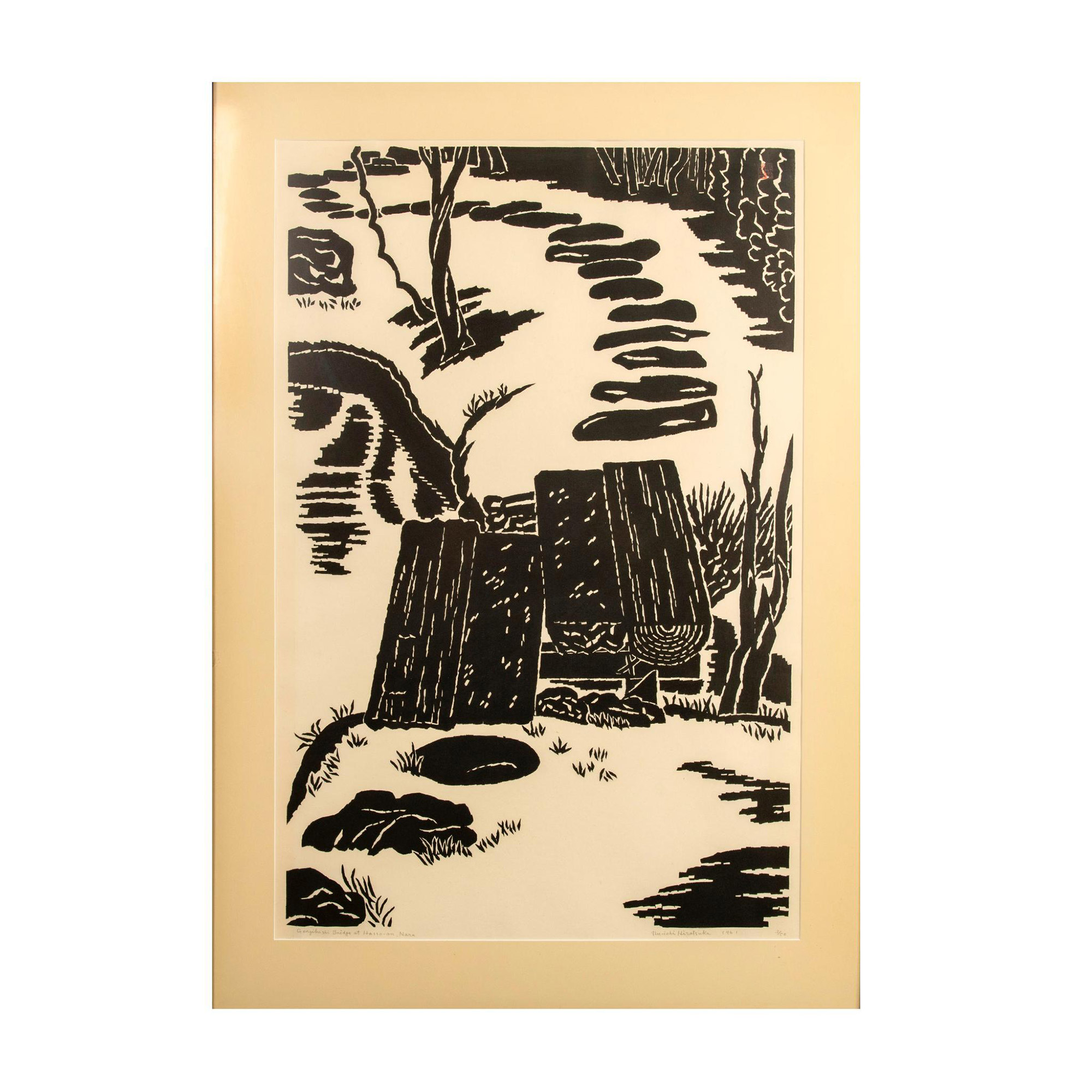 Un'ichi Hiratsuka, Original B&W Woodblock on Paper, Signed - Image 2 of 8