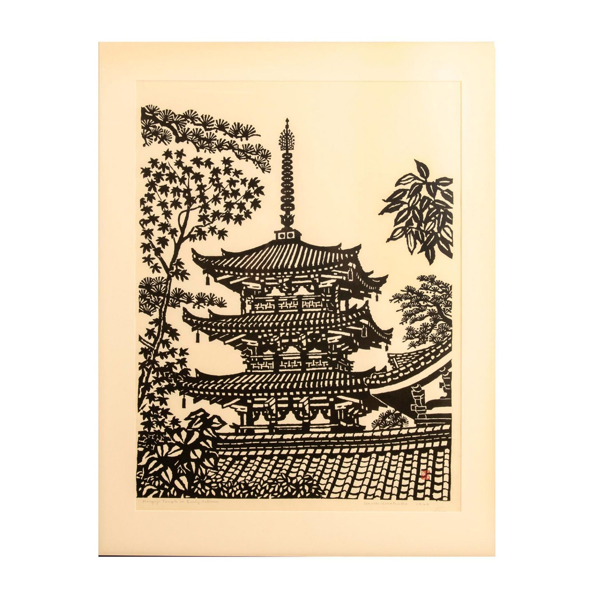 Un'ichi Hiratsuka, Original B&W Woodblock on Paper, Signed - Bild 2 aus 7