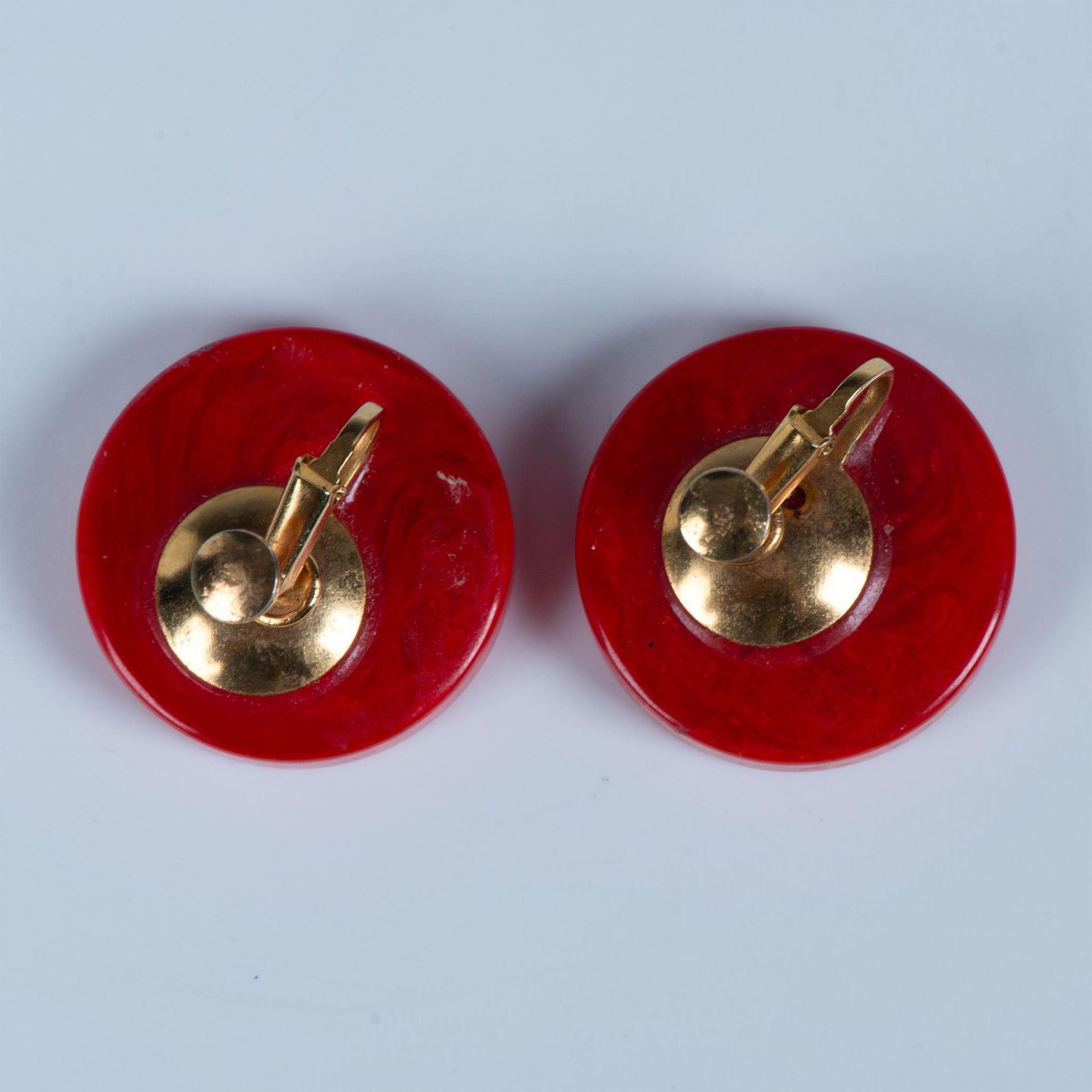 Red Asian Floral Clip-On Earrings - Image 3 of 3