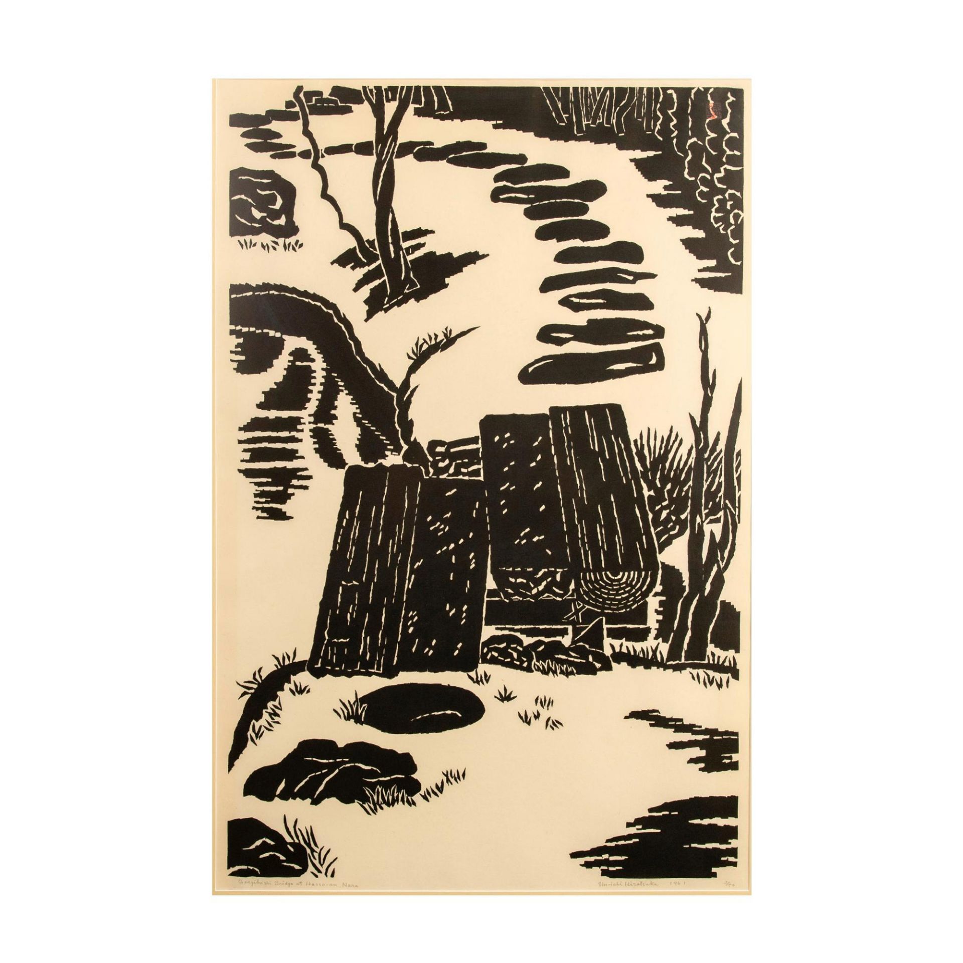 Un'ichi Hiratsuka, Original B&W Woodblock on Paper, Signed - Bild 8 aus 8