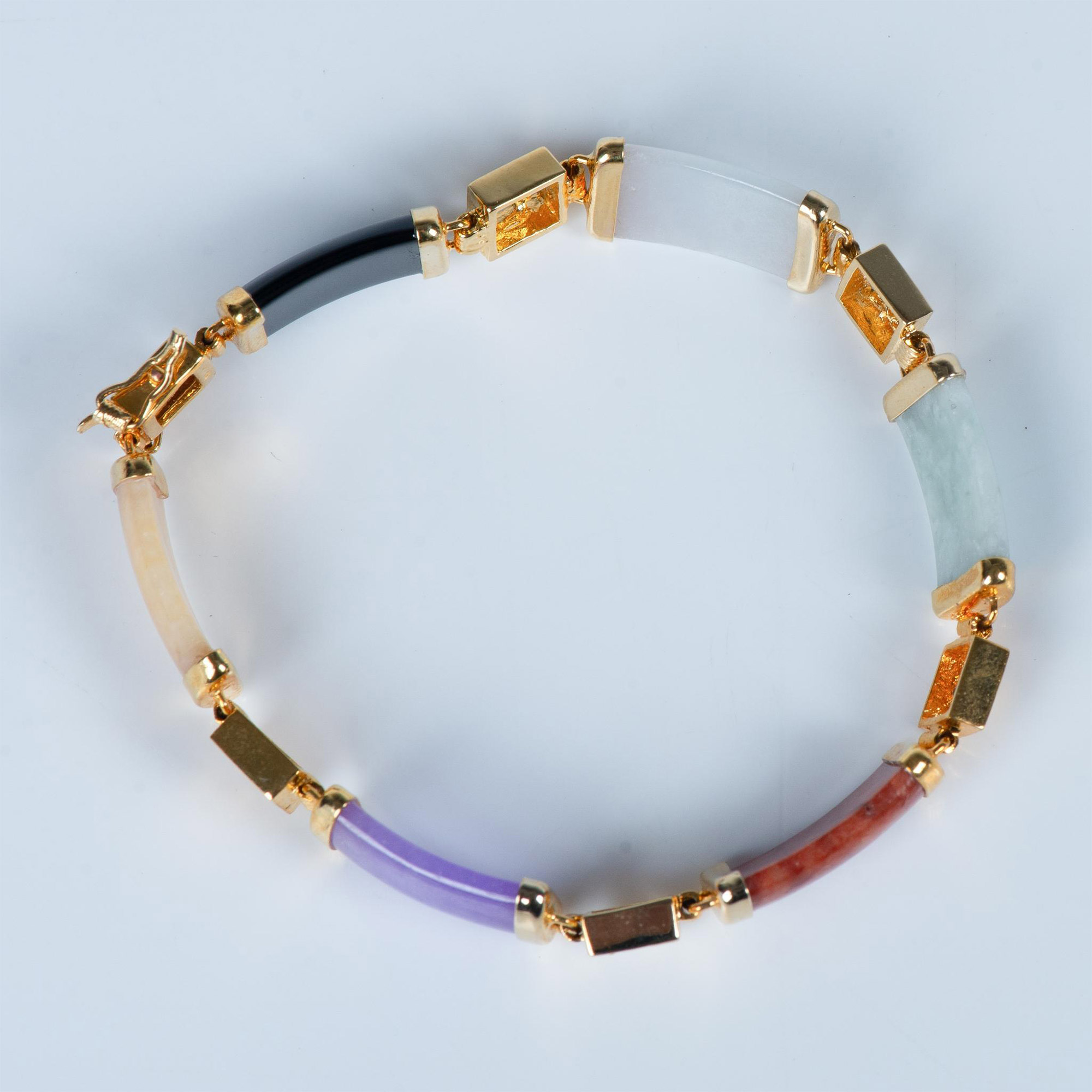 Chinese 14K Gold Multi-Colored Gemstone Bracelet - Image 5 of 7