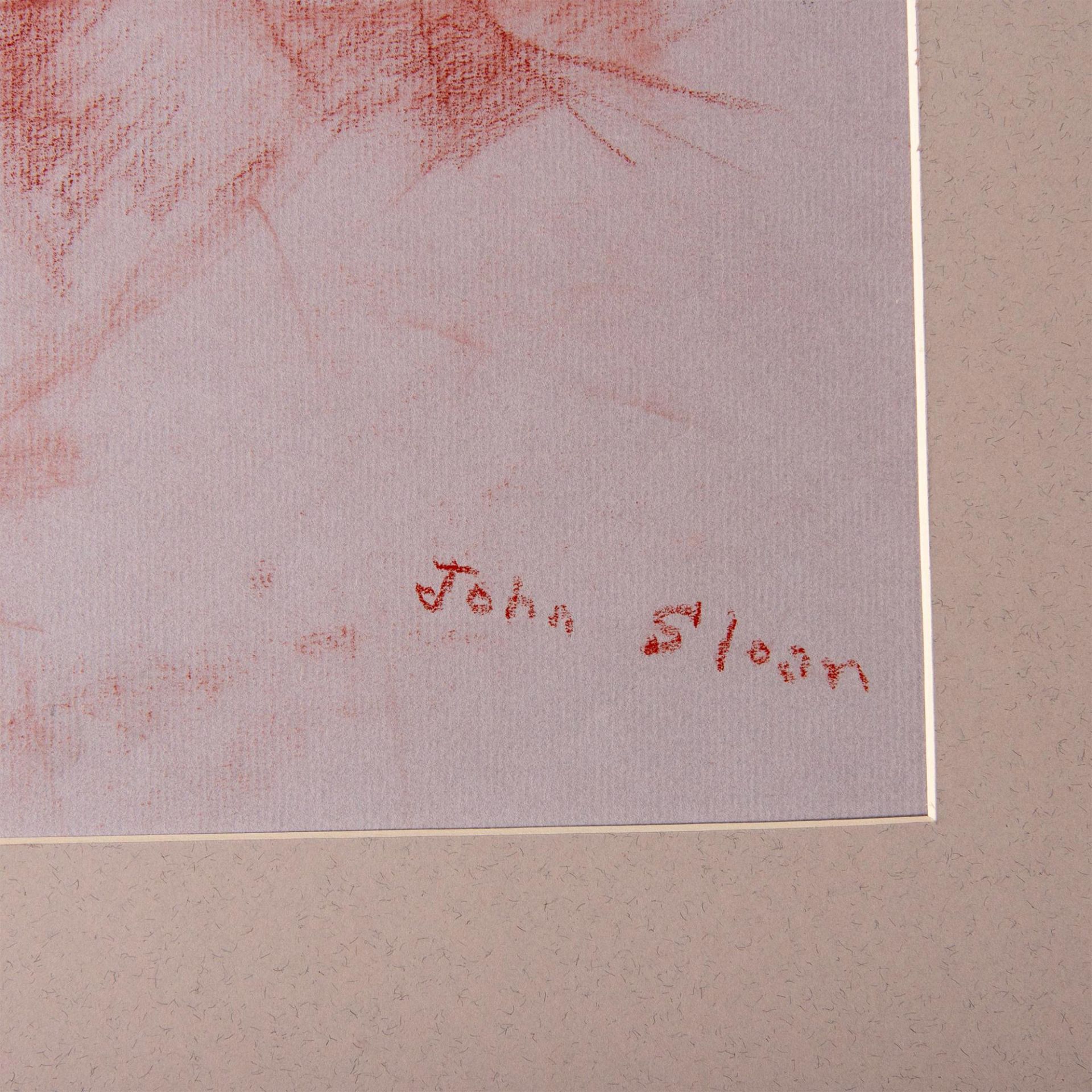 Joan Sloan, Large Original Red Chalk Drawing on Paper Signed - Bild 3 aus 4