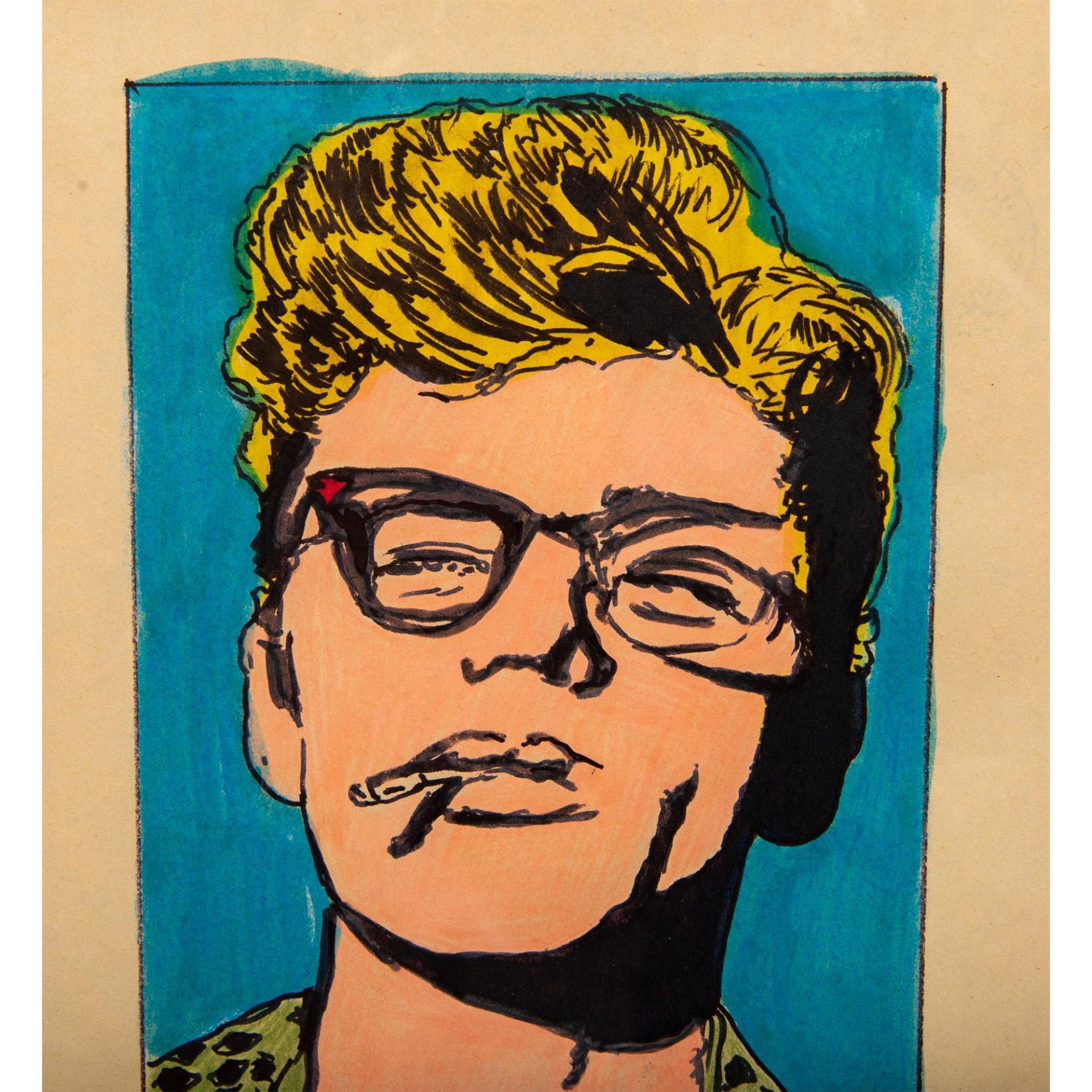 In the Style of Andy Warhol, Color Drawing Homage to James Dean - Image 4 of 6