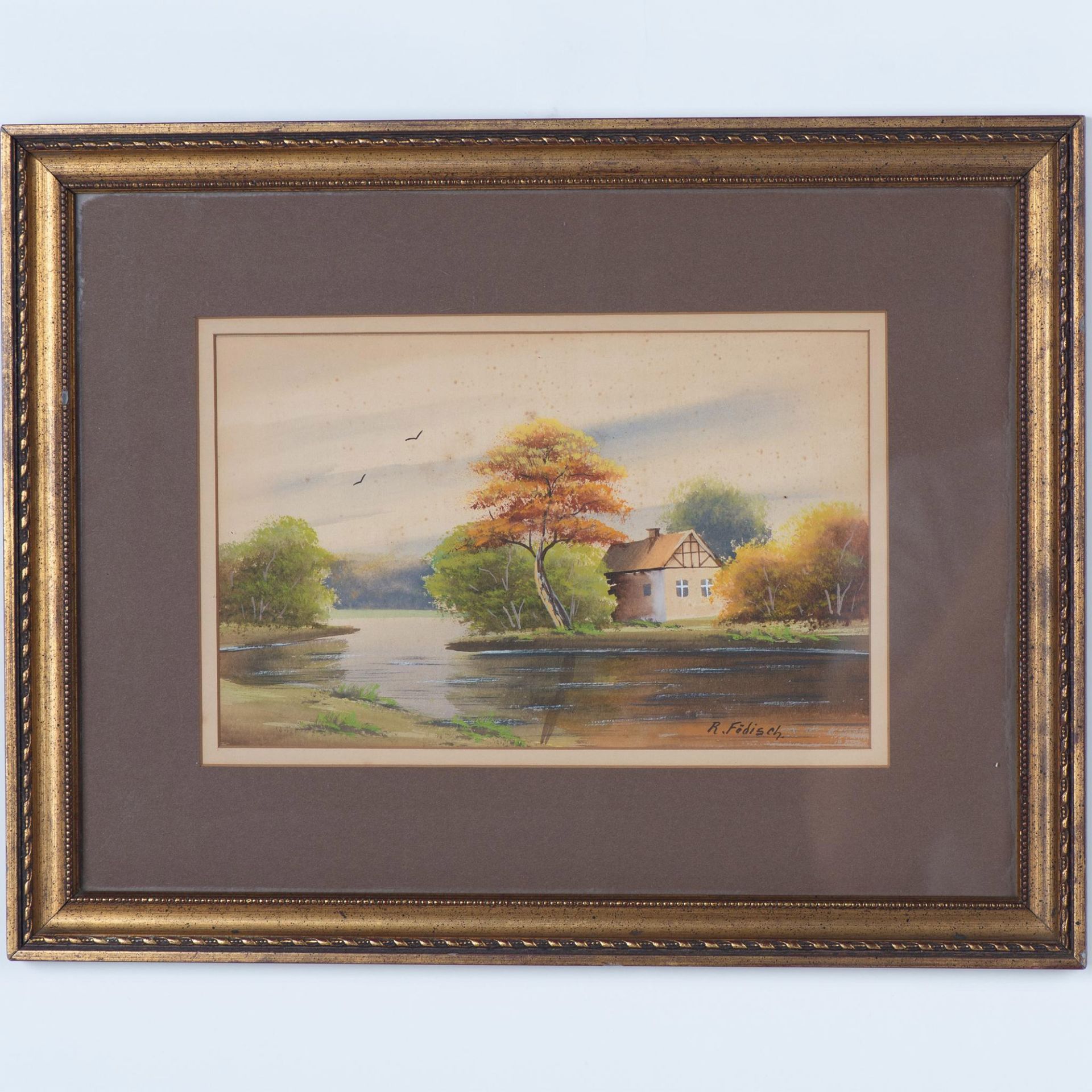 R. Fodisch, Set of Two Gouache on Paper Waterscapes, Signed - Image 7 of 10