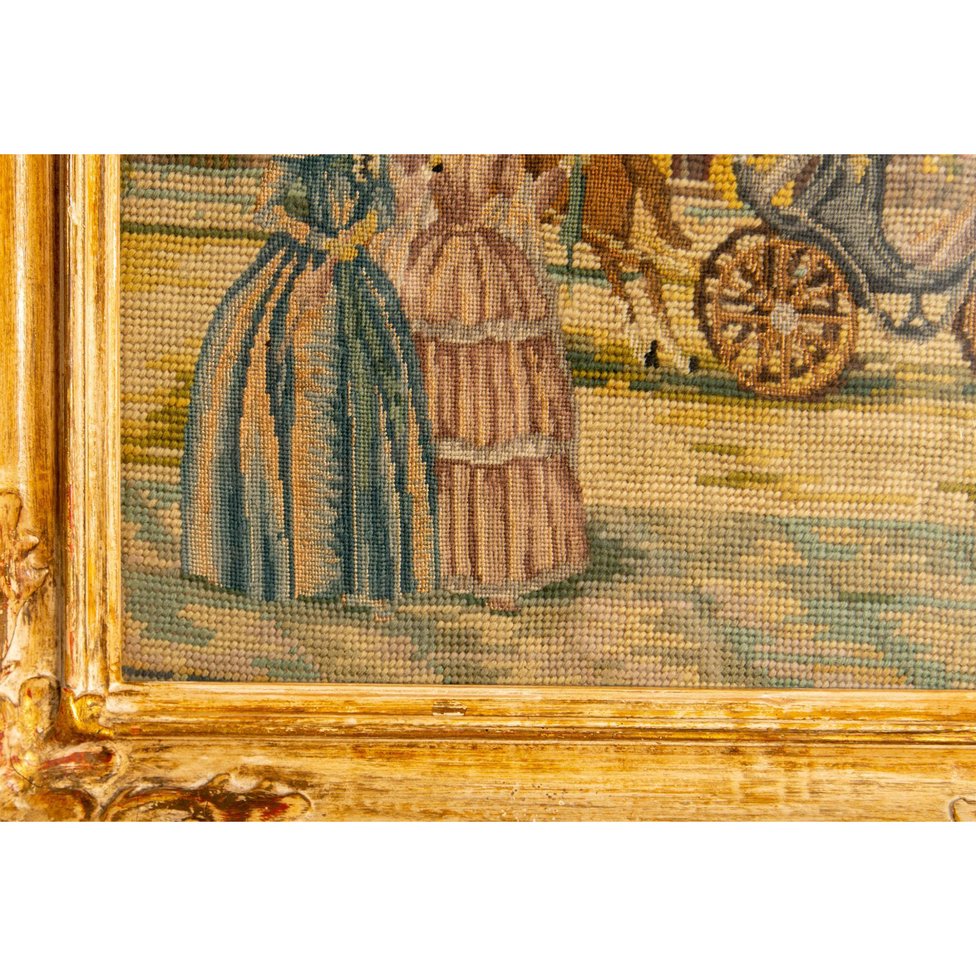 Hand-woven Tapestry, 19th Century Elegant Street Scene - Image 3 of 4