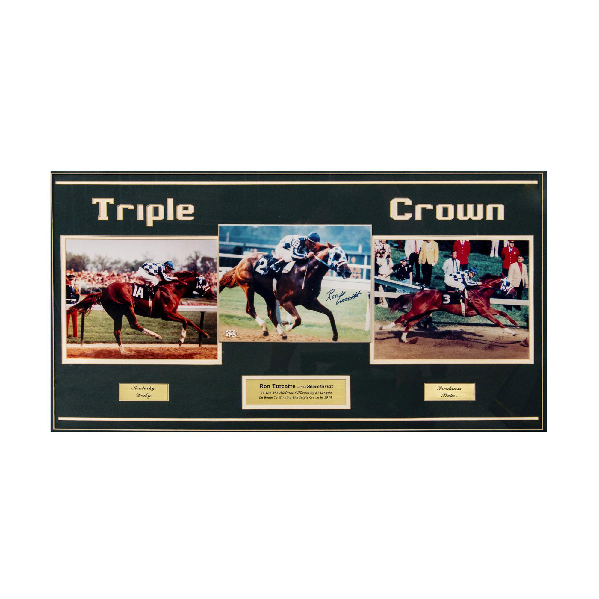 Secretariat Triple Crown Win Photos Signed by Ron Turcotte - Image 2 of 6