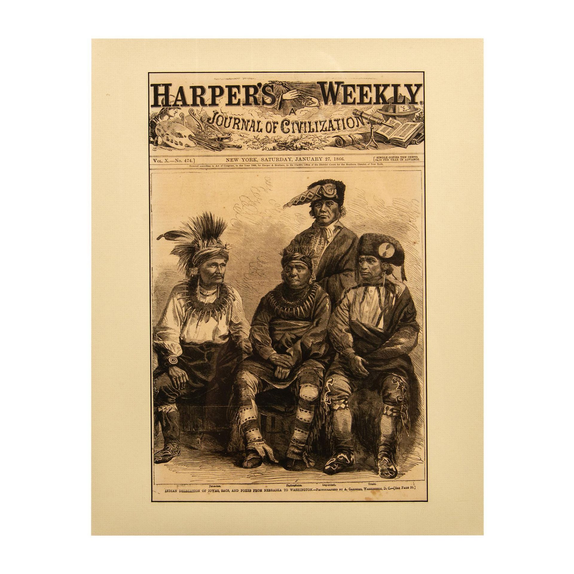 Original 1866 Harper's Weekly Cover, Indian Delegation - Image 2 of 5