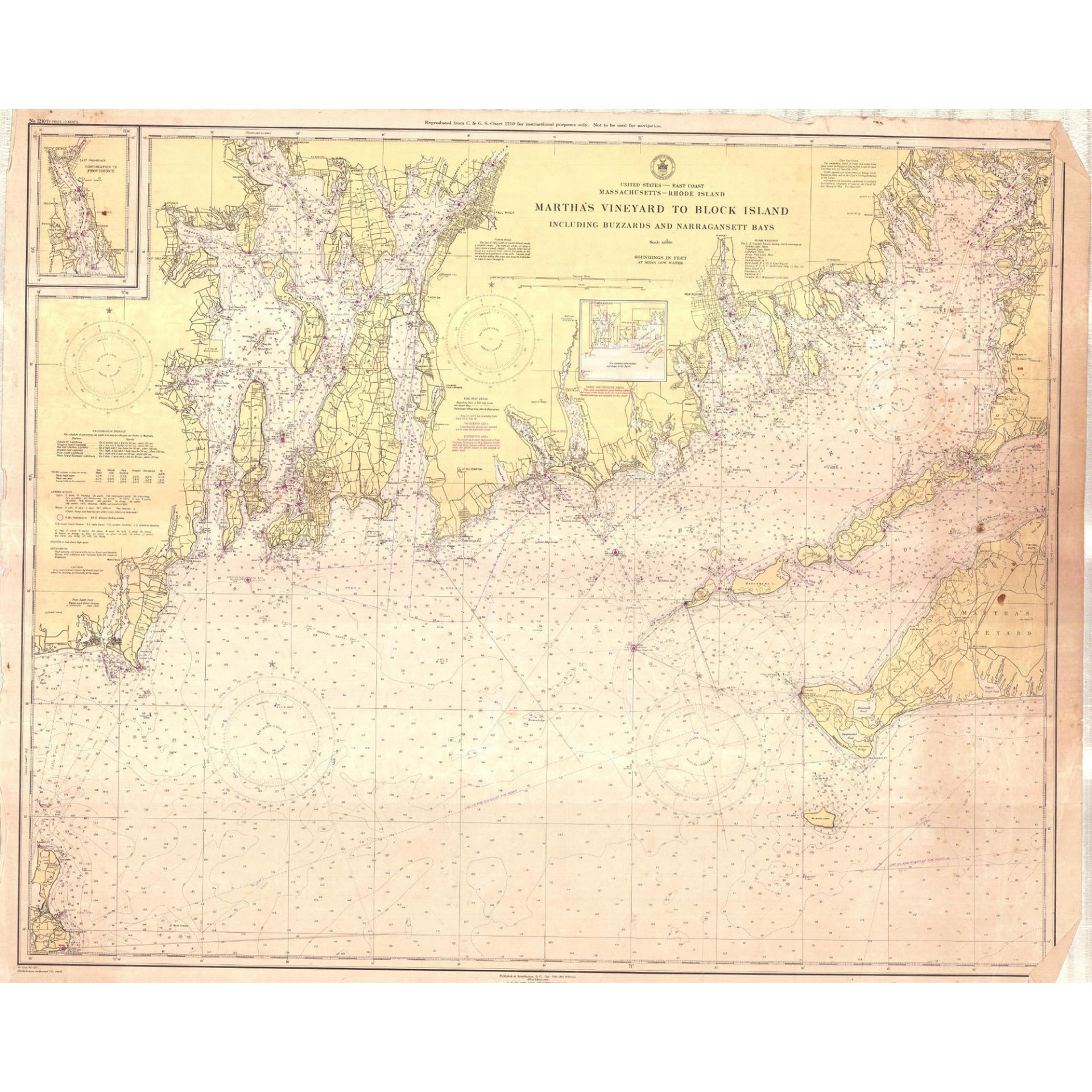 USC&GS Map, Marth's Vineyard to Block Island, Massachusetts