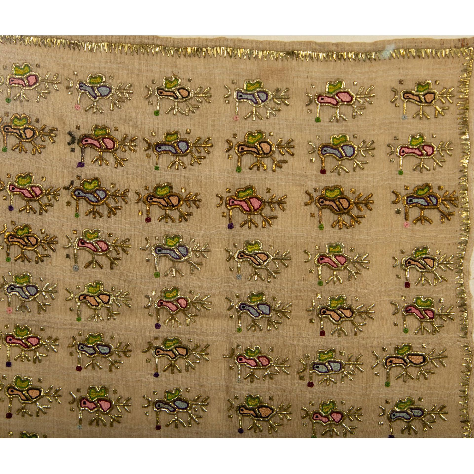 Vintage Textile of Stylized Birds - Image 3 of 5