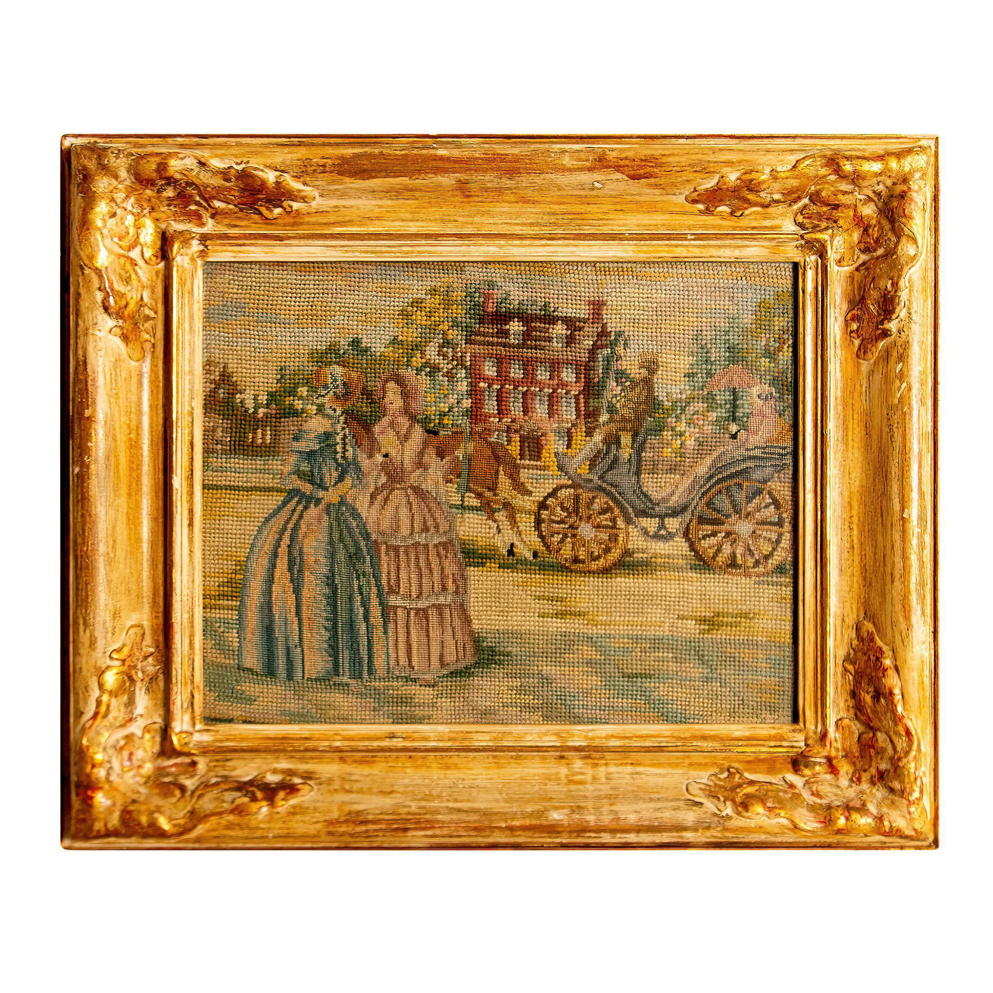 Hand-woven Tapestry, 19th Century Elegant Street Scene