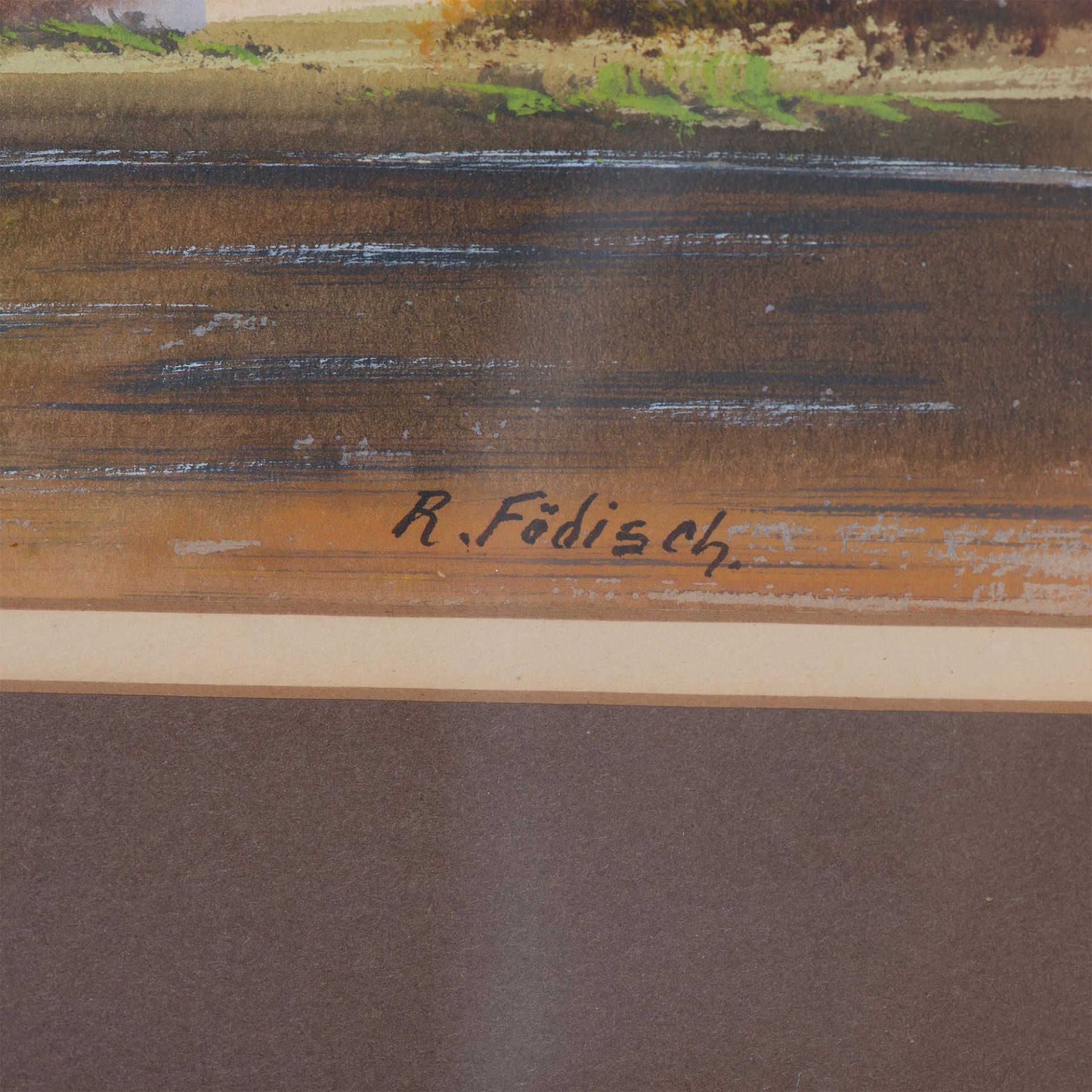 R. Fodisch, Set of Two Gouache on Paper Waterscapes, Signed - Image 9 of 10