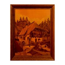 Buchschmid & Gretaux Framed Marquetry, Black Forest Mill