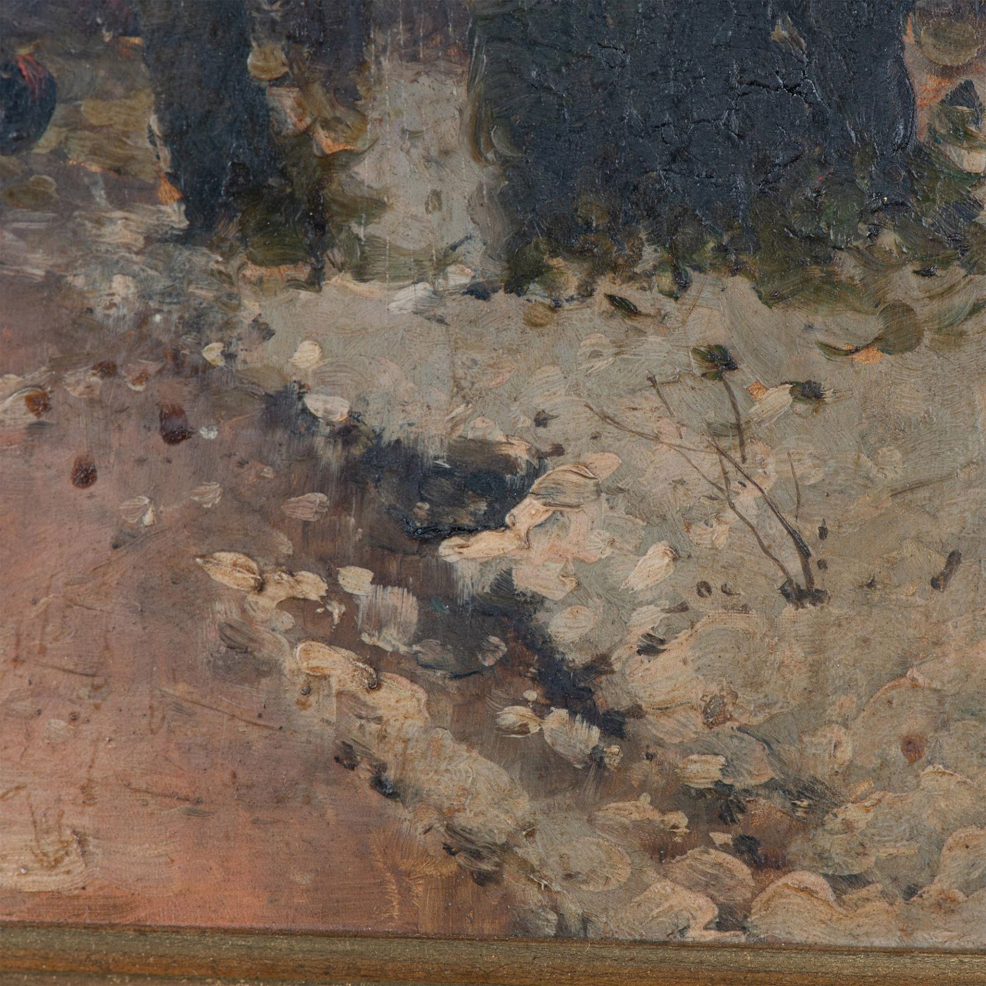 Antique Dutch Oil on Wood Board, Sunset Scene, Signed - Bild 3 aus 8