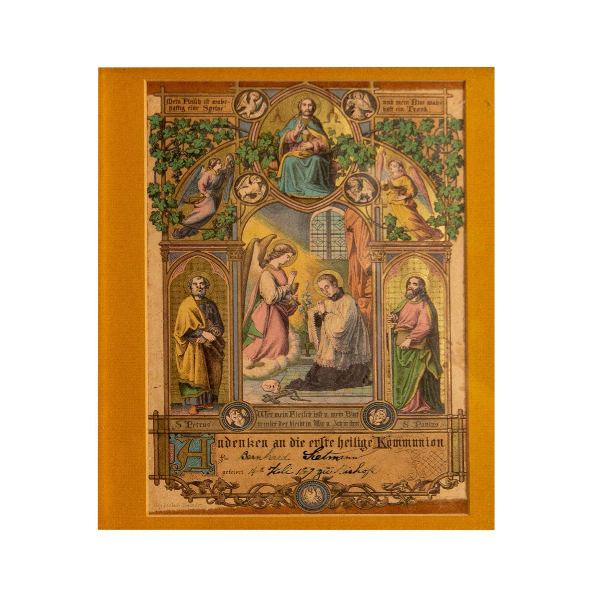 German Certificate of Communion, Color Lithograph - Image 3 of 5