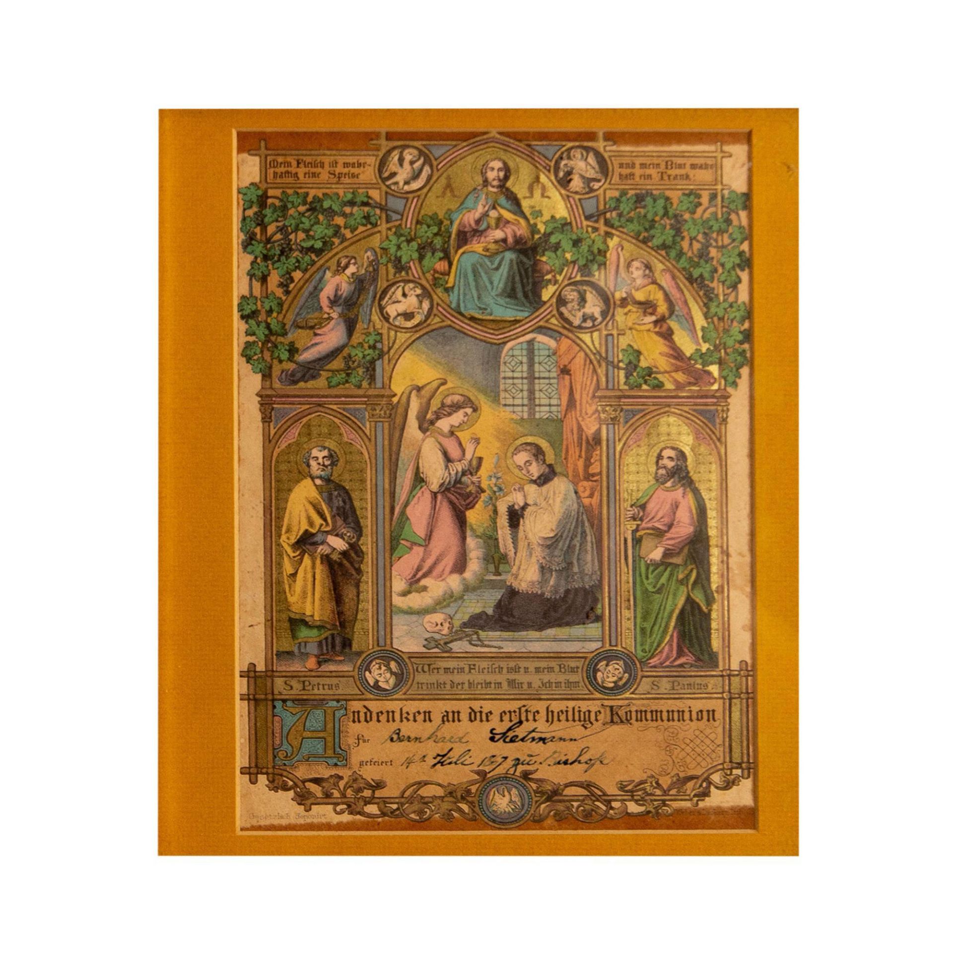 German Certificate of Communion, Color Lithograph - Image 3 of 5