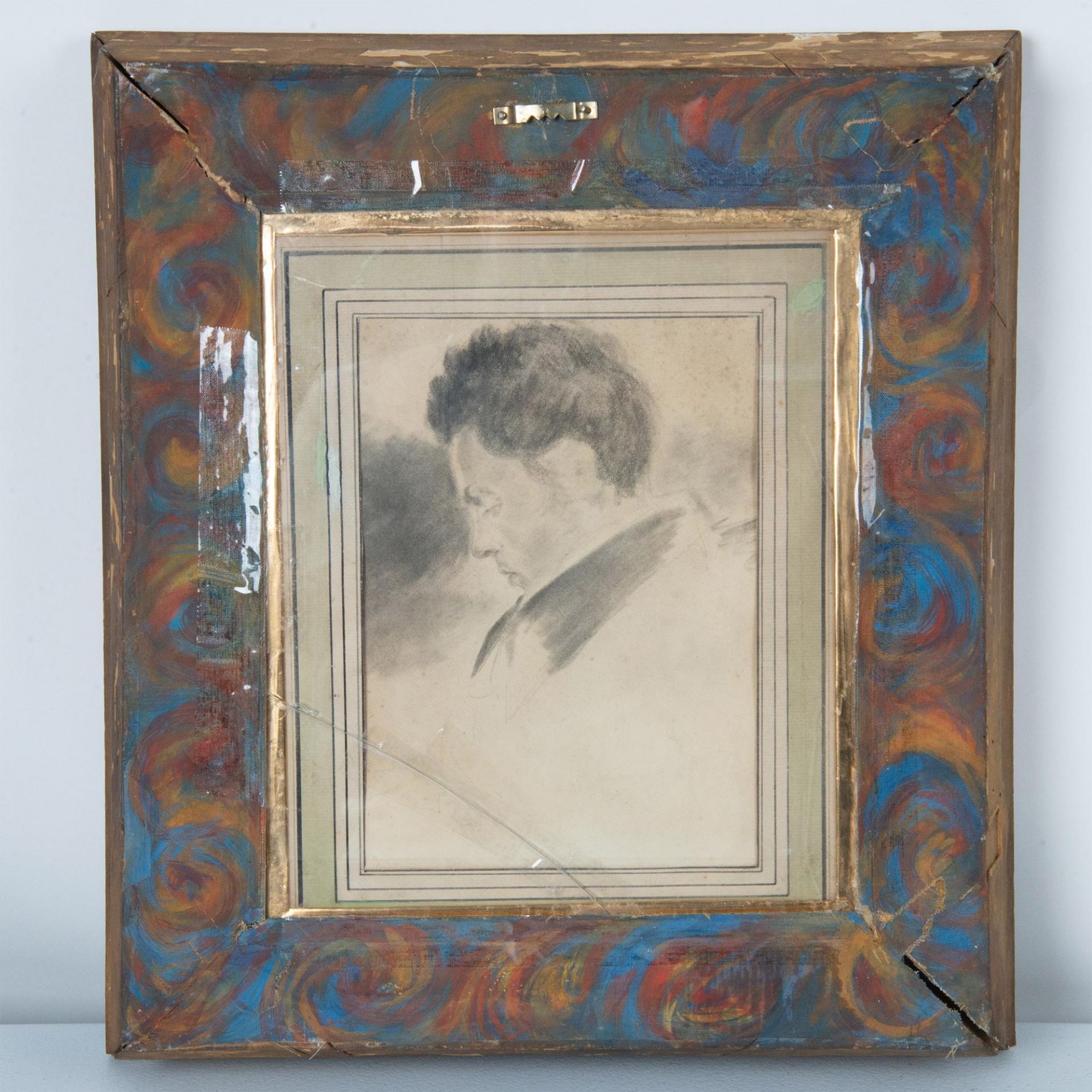 Octave Tassaert, Double Sided Frame Pastel Drawings, Signed - Image 7 of 15