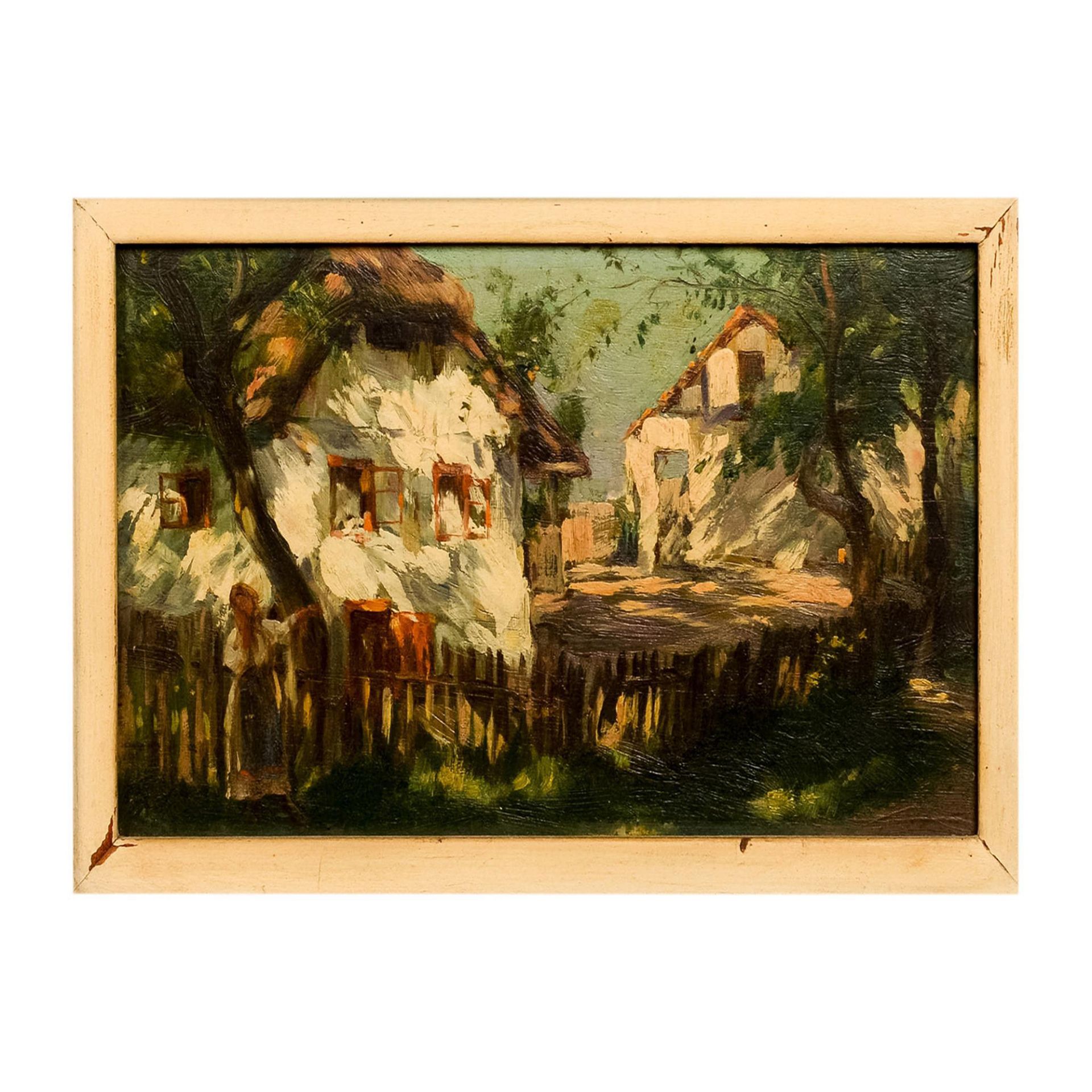 Oil on Board Painting of a Caribbean Village Scene - Bild 2 aus 5