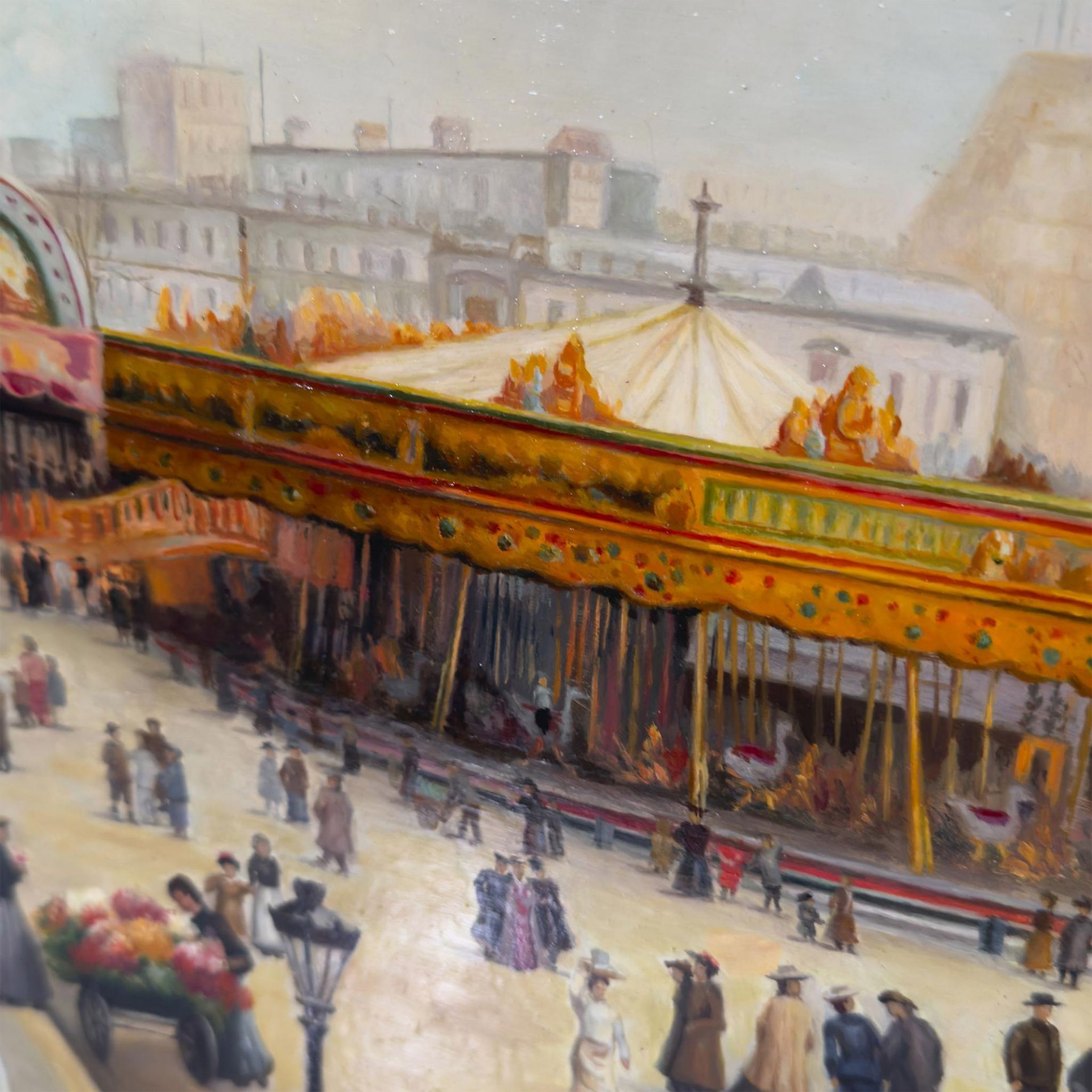 F.A. Bridgman, Large Oil on Board, Paris Carousel, Signed - Image 3 of 5
