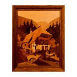 Buchschmid & Gretaux Framed Marquetry, Black Forest Mill