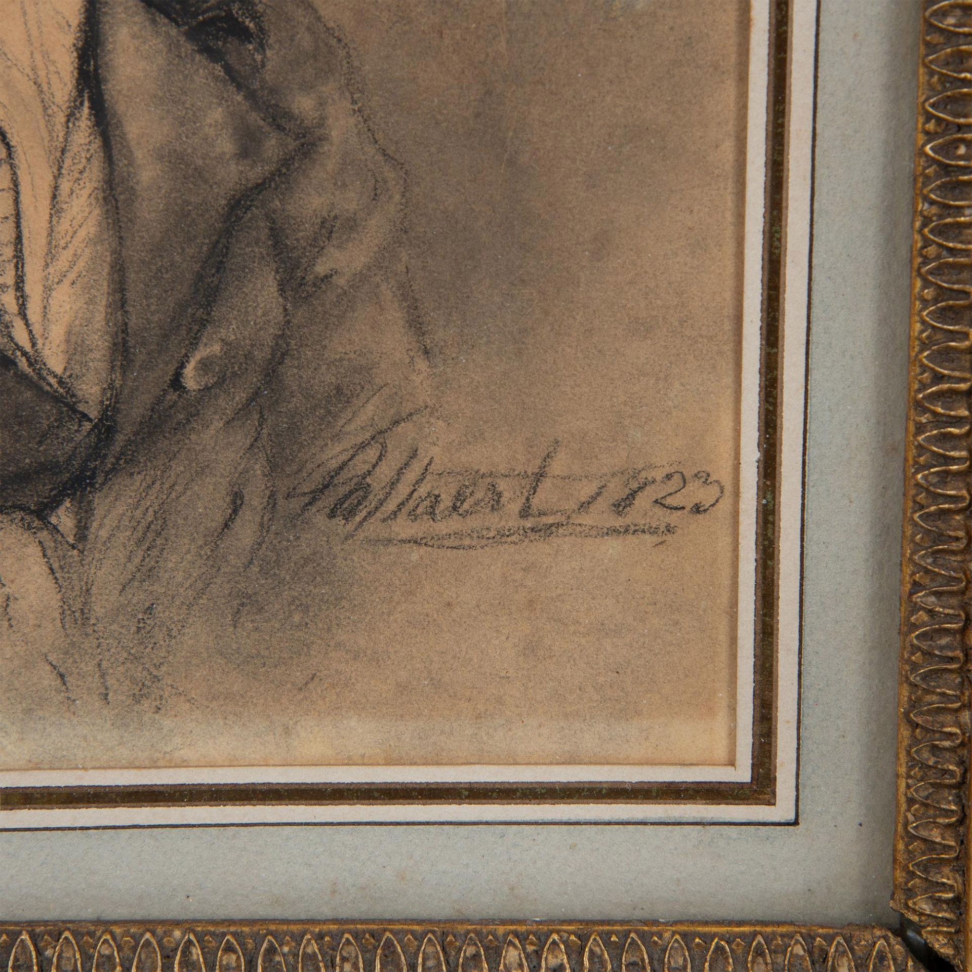 Octave Tassaert, Double Sided Frame Pastel Drawings, Signed - Image 8 of 15