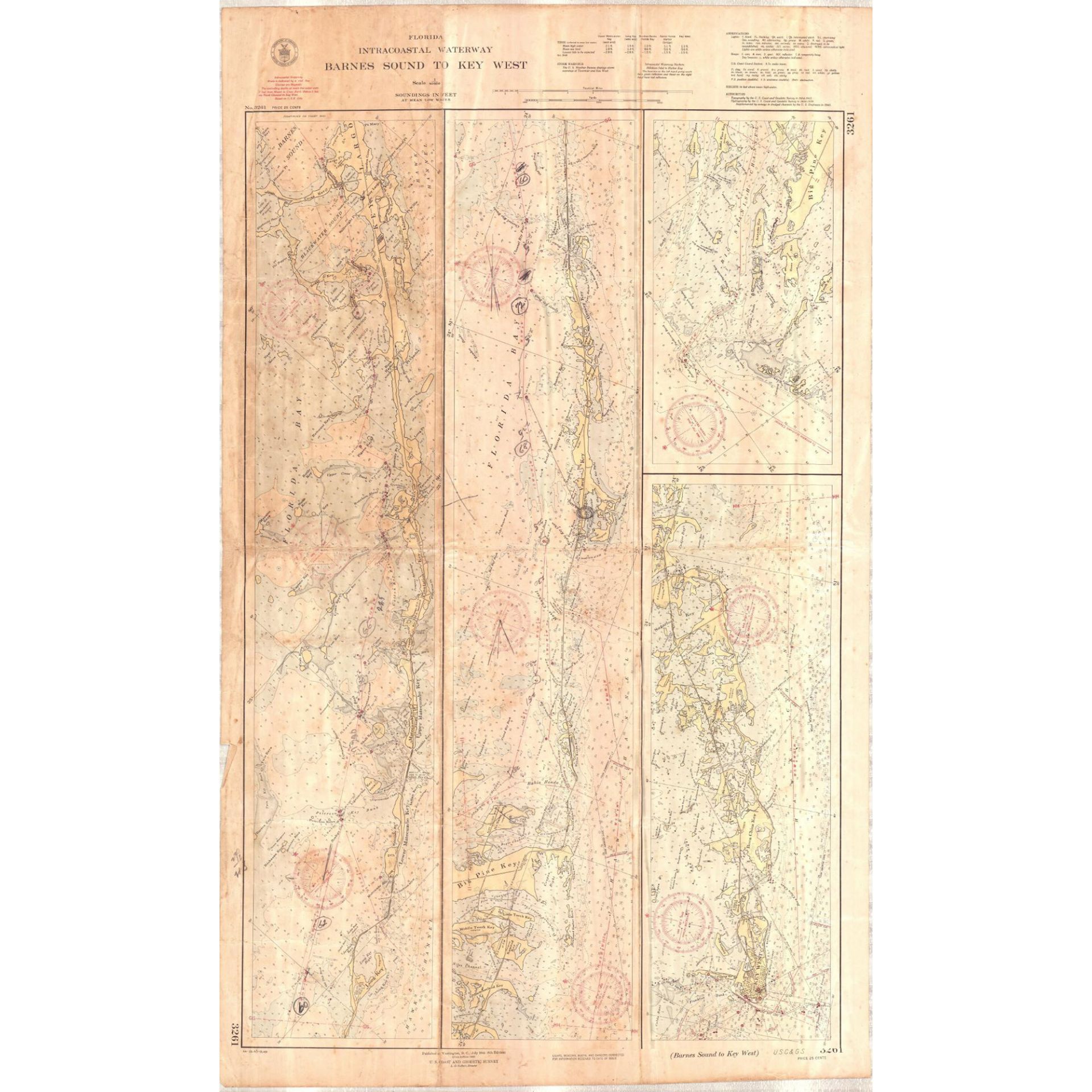 USC&GS Map, Barnes Sound to Key West, Intercoastal Waterway