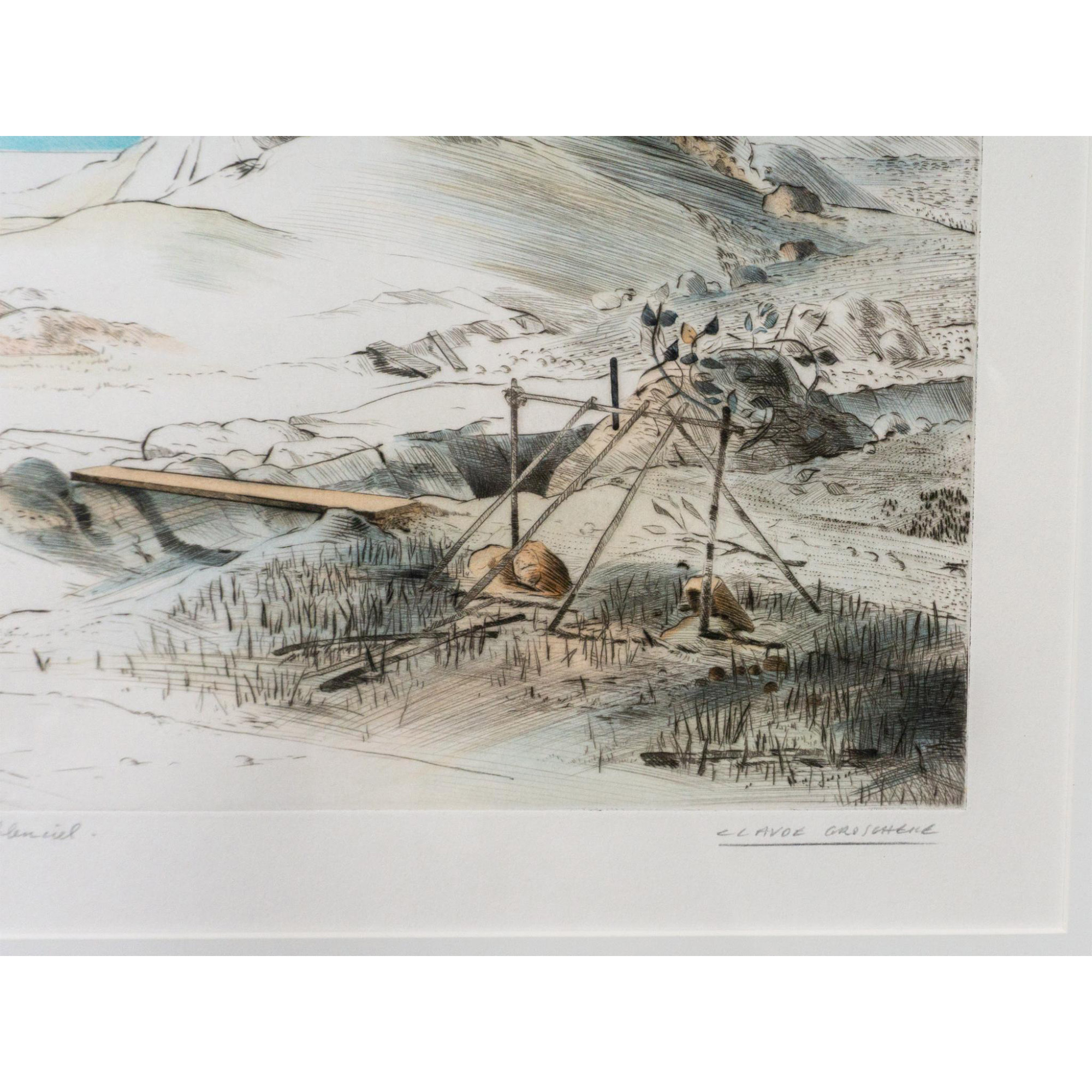 Claude Groschene, Original Drypoint and Aquatint, Signed - Image 3 of 6