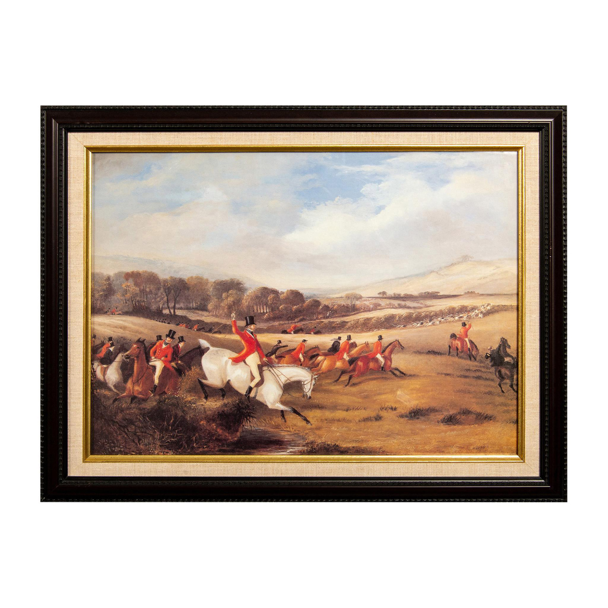 2pc Framed Equestrian Stag Hunting Prints - Image 2 of 9