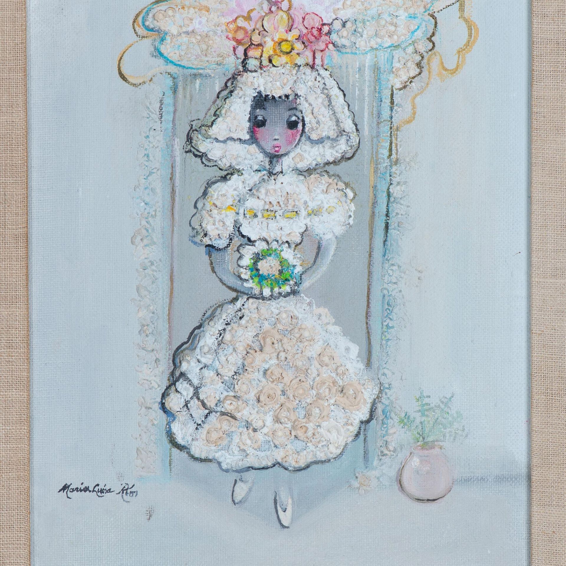 Maria Luisa Rios (Cuban, 1903-1982) Textured Oil Painting - Bild 2 aus 7