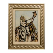 Saul Raskin, Engraved Block, Jewish Rabbi Blowing Shofar