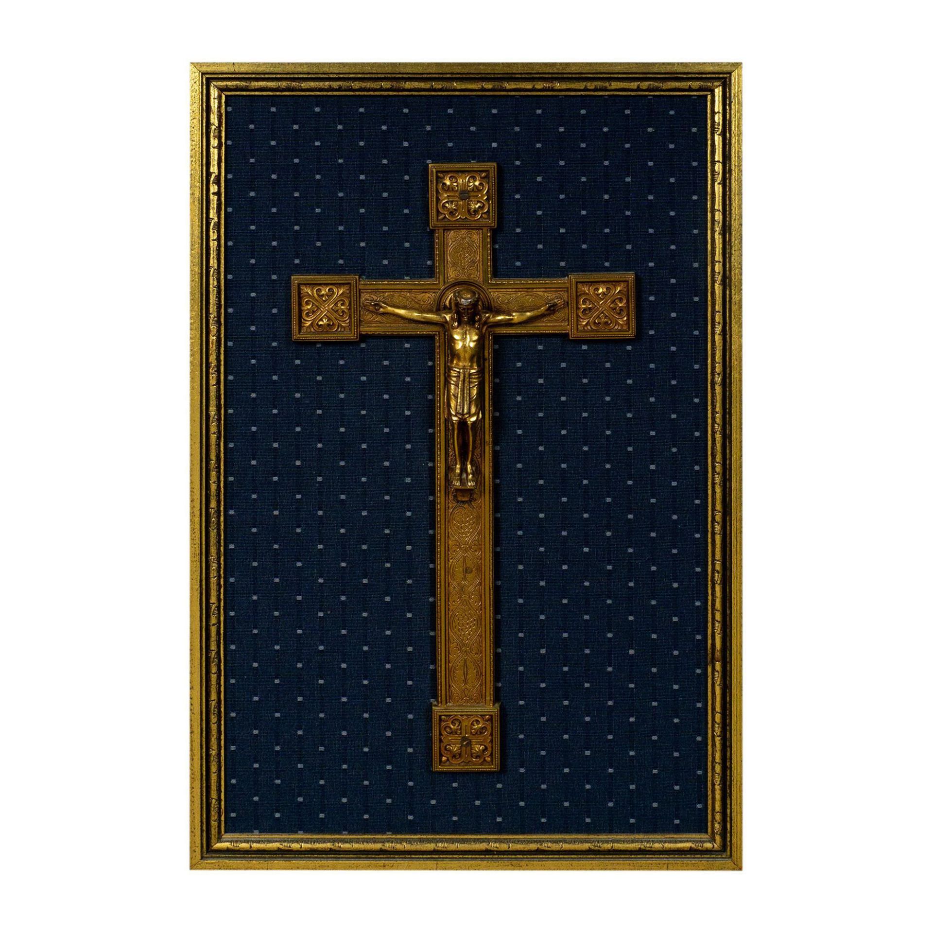 Religious Brass Shadowbox Crucifix